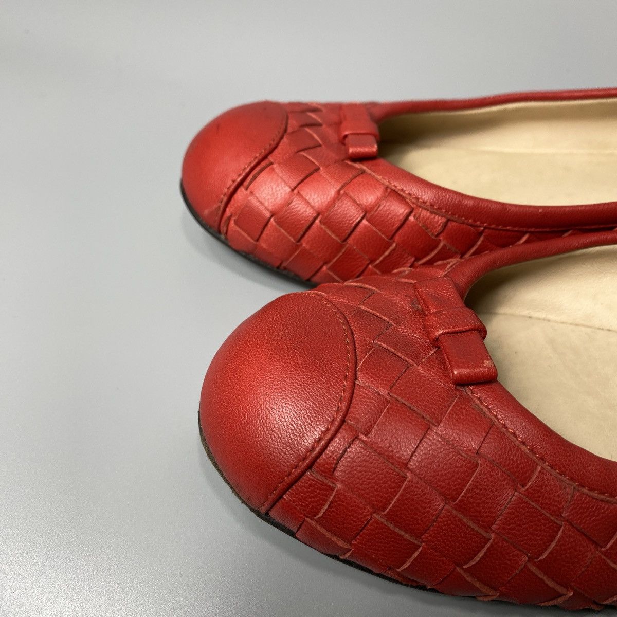 Bottega Veneta Red Leather Woven Ballet Flats Size US 6 / IT 36 - 3 Thumbnail