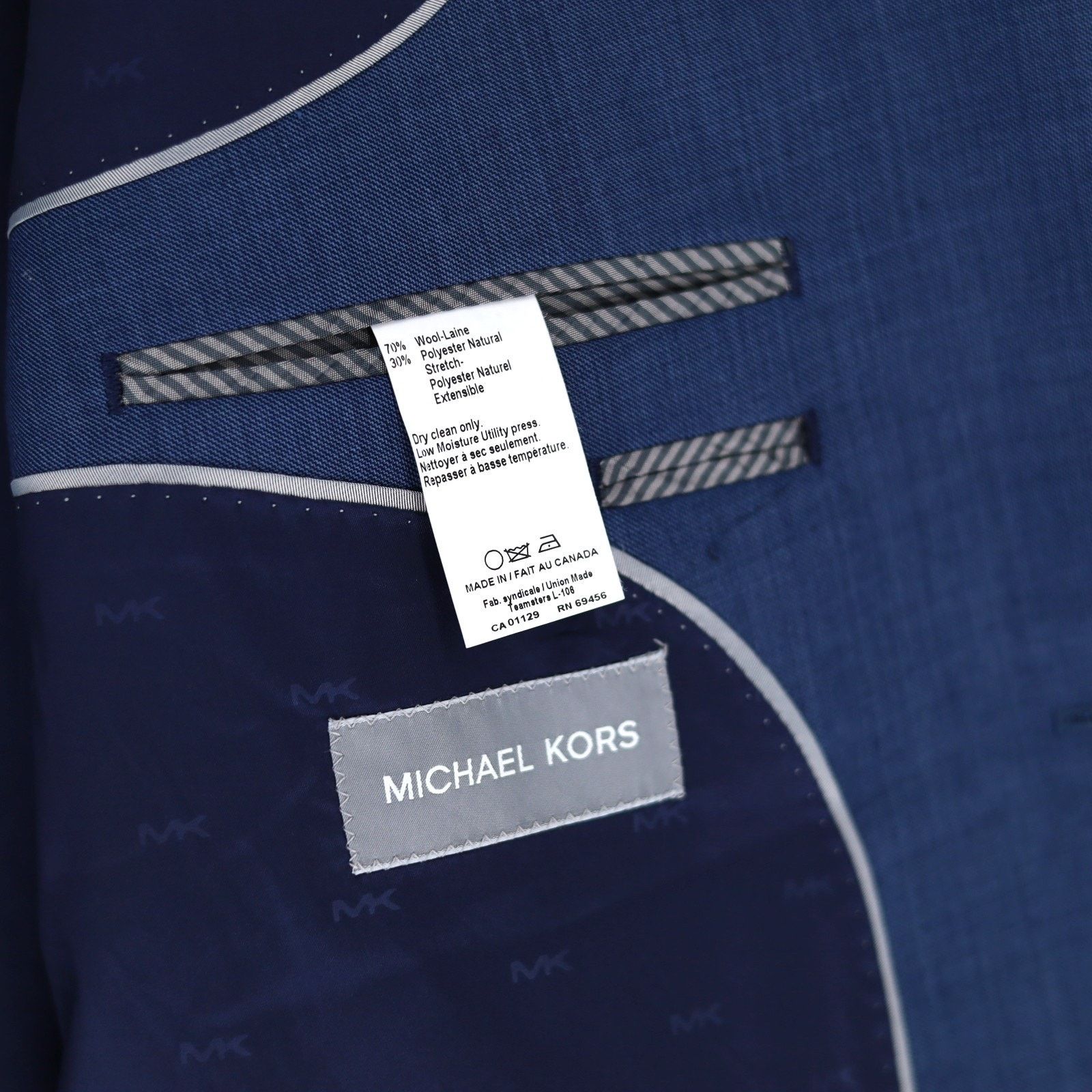 Michael Kors Michael Kors Men's Light Blue Wool-Blend Suit Blazer 54R Size 54R - 7 Thumbnail