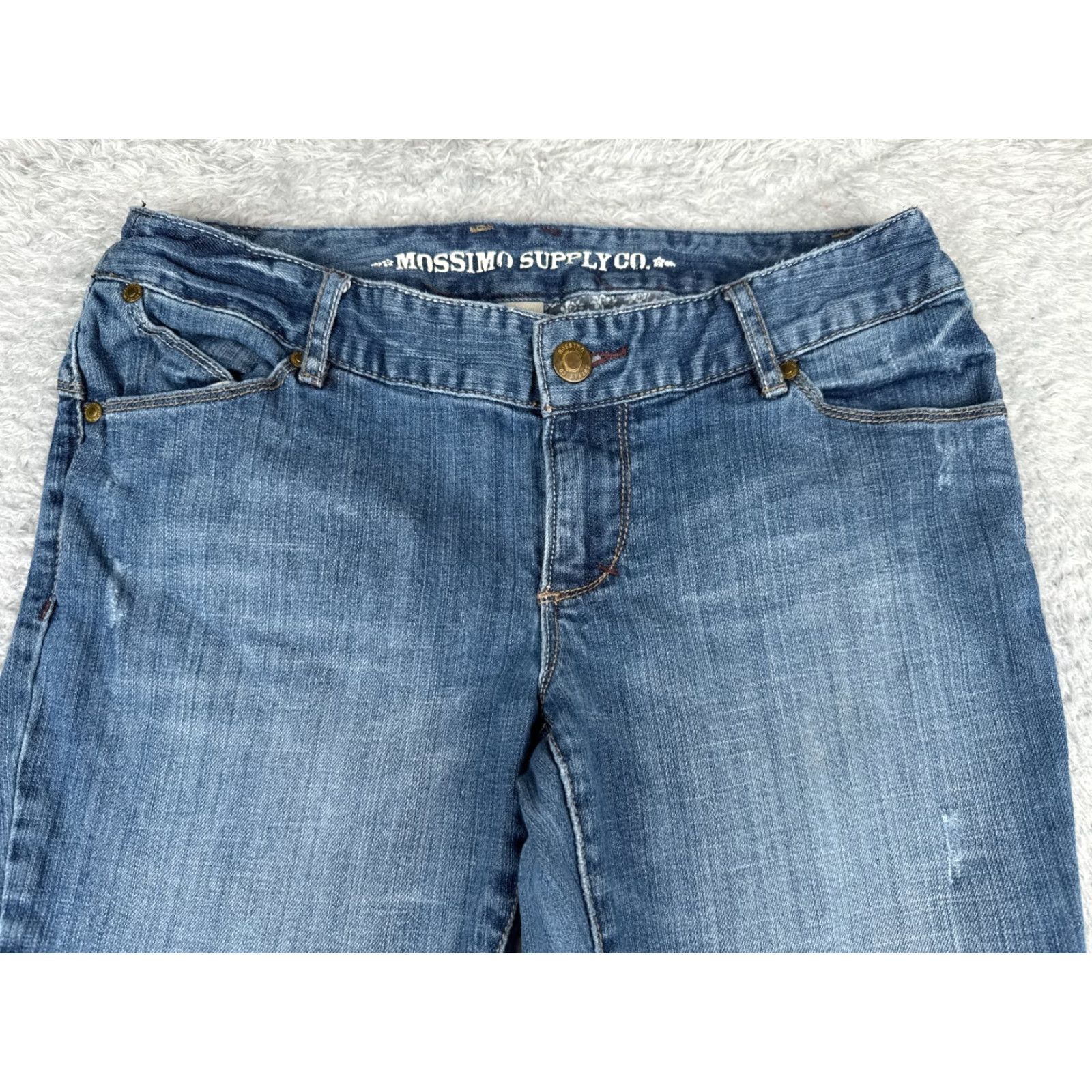 Mossimo Mossimo Jeans Bootcut Juniors 9 Blue Denim Distressed Low Rise 30x31 Cotton Blend 5-Pocket Womens Girls? Size 30" / US 8 / IT 44 - 4 Thumbnail