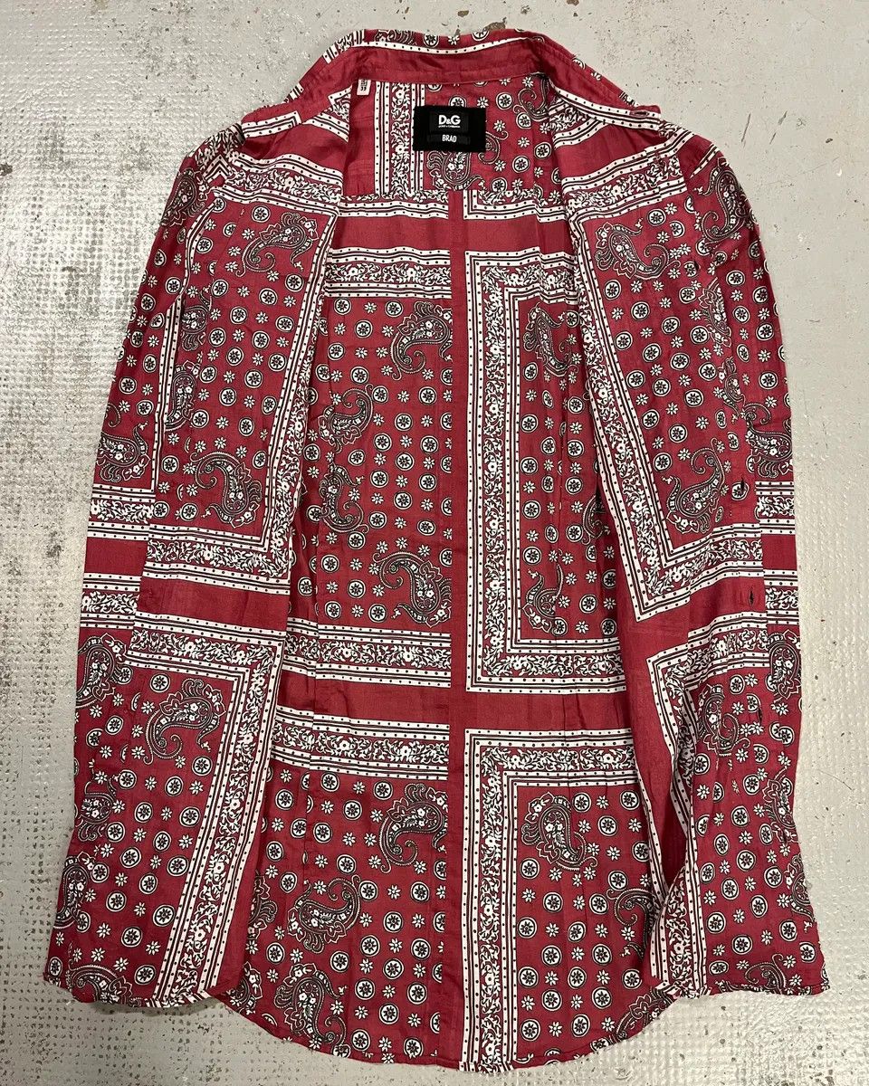Dolce & Gabbana Dolce & Gabbana Burgundy Paisley Bandana Print Shirt Size US M / EU 48-50 / 2 - 8 Thumbnail