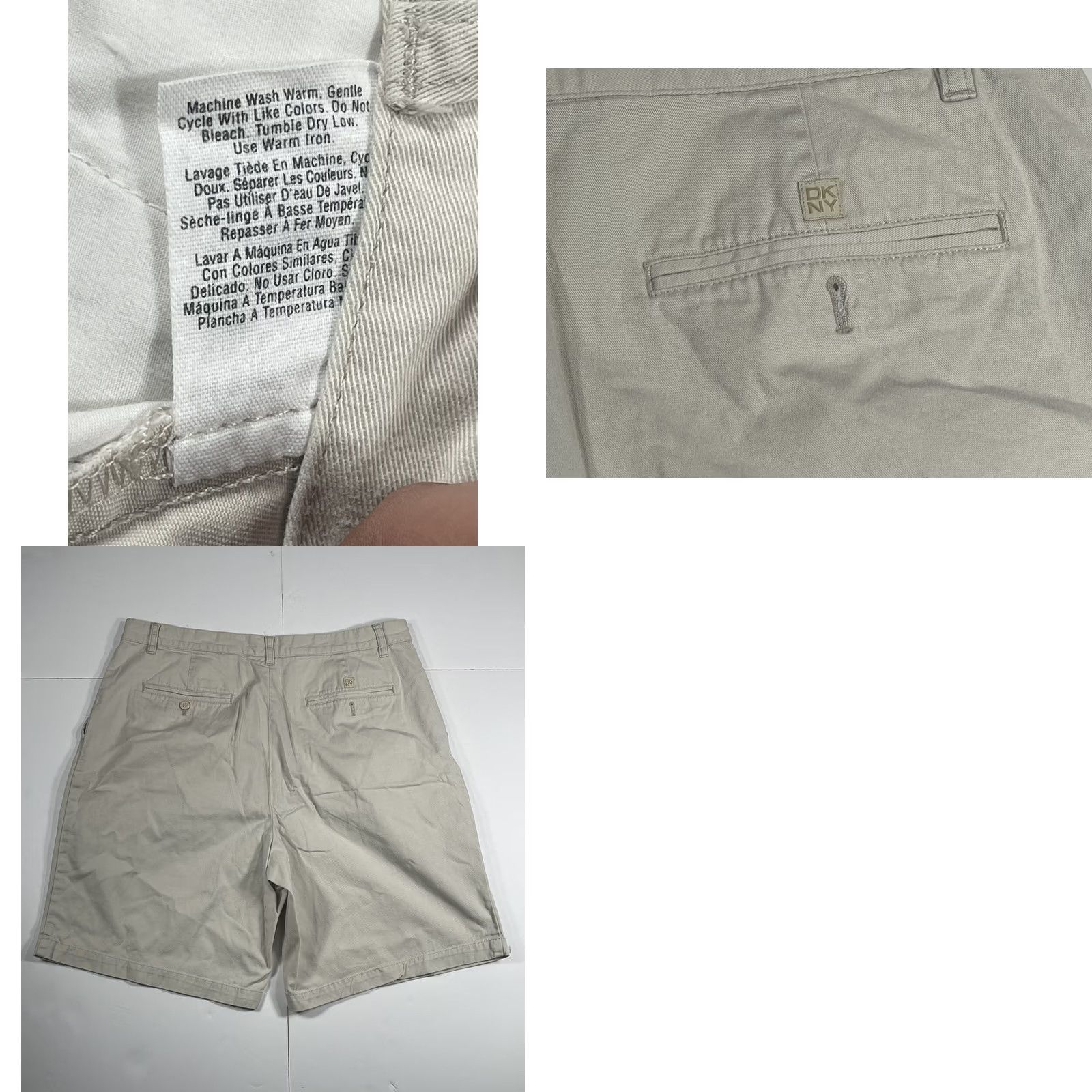 DKNY DKNY Shorts Men 38 Classic Fit Light Beige Cotton Khaki Chino Summer Casual Gel/Khakis? Size US 38 / EU 54 - 8 Thumbnail
