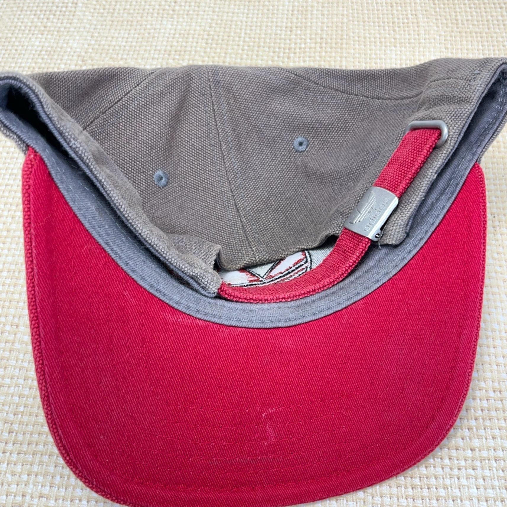 Adidas Adidas Hat Cap Trefoil Black Red Gray Canvas Faded Retro Adult Y2K Strap Back Size ONE SIZE - 5 Thumbnail