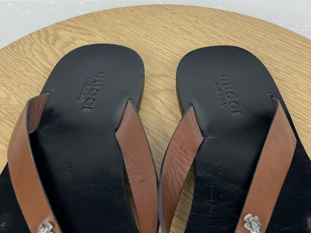 Gucci GUCCI Sandals Leather Flip Flop Shoes Metal Logo Black Men’s Size US 8.5 / EU 41-42 - 5 Thumbnail