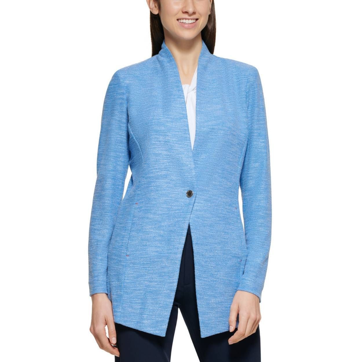 Tommy Hilfiger Tommy Hilfiger Ladies Size 8 Blue Snap-Front Blazer Jacket Size M / US 6-8 / IT 42-44 - 5 Thumbnail