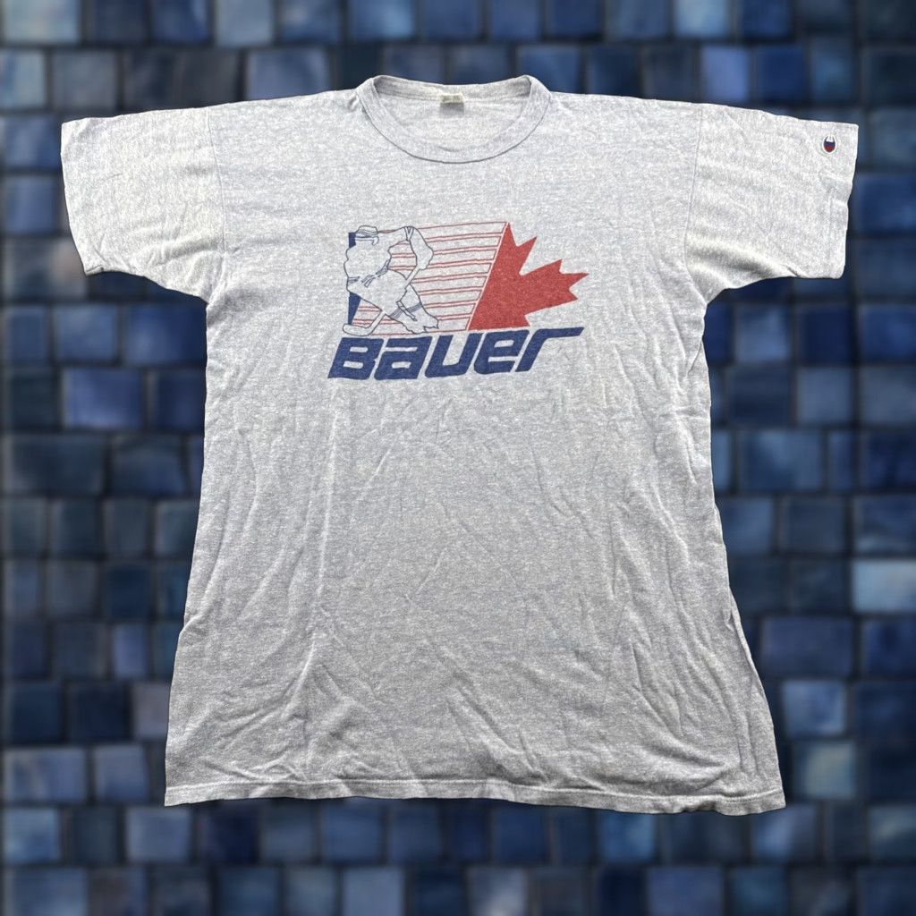 Champion VINTAGE Champion Bauer Hockey Ice Skating Spell Out T-Shirt Men’s XL Blue 90s Mens Size US XL / EU 56 / 4 - 1 Thumbnail