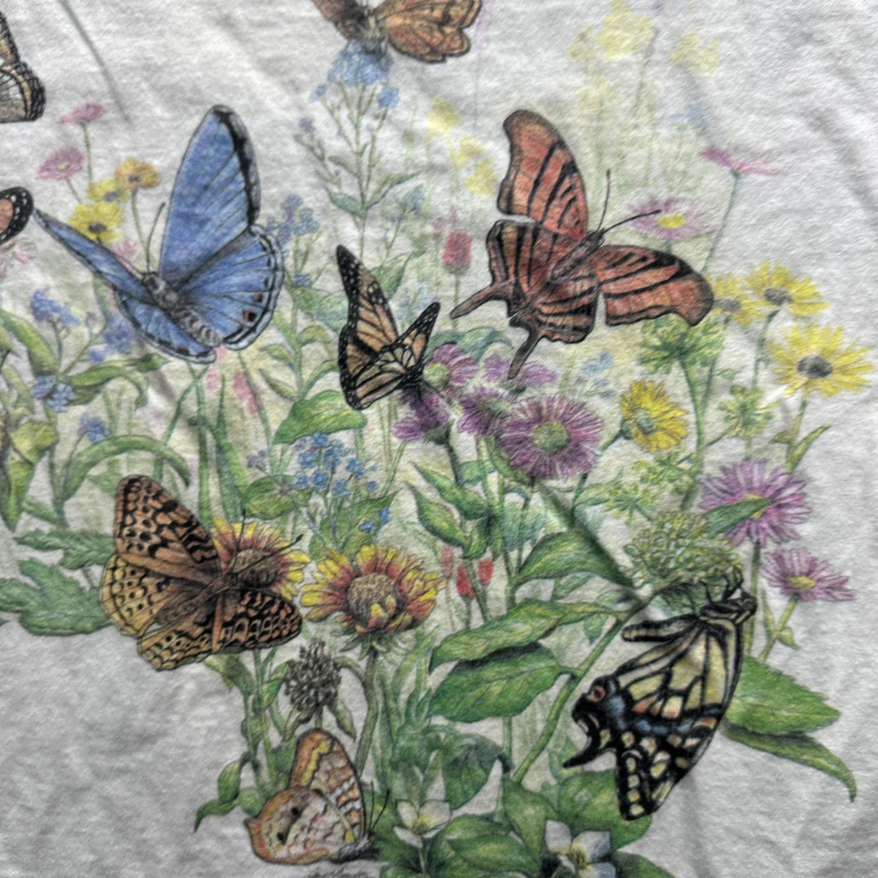 Gildan VINTAGE Callaway Gardens Butterfly Shirt Mens XL White Graphic Double Sided Nature Tee Size US XL / EU 56 / 4 - 6 Thumbnail