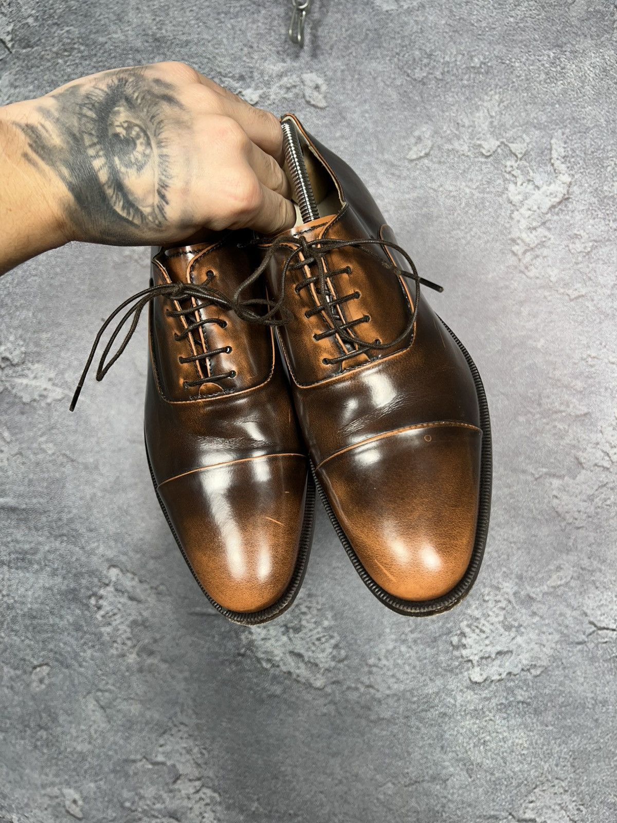 Scarosso Brown Leather Casual Oxford Shoes Size 41