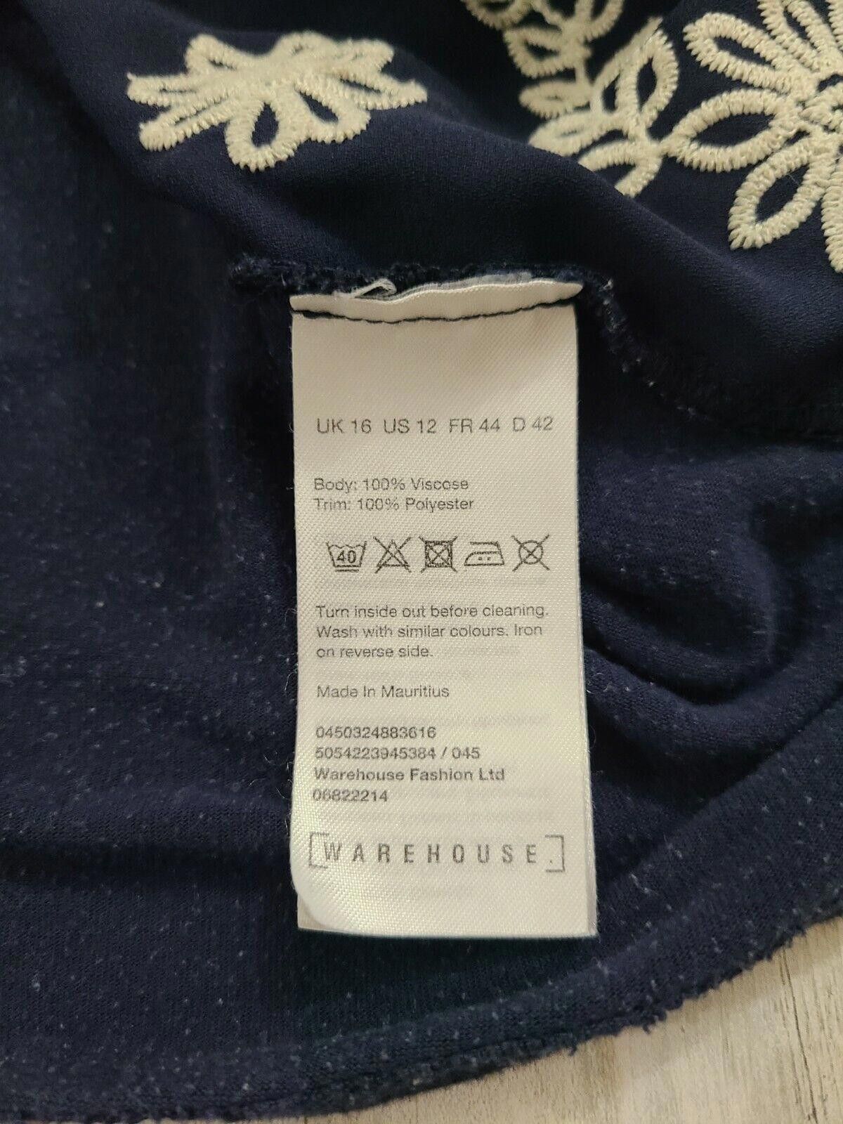 Warehouse Warehouse Tank Top Size 16 Blue White Floral Embroidery Size XXL / US 16-18 / IT 52-54 - 5 Thumbnail