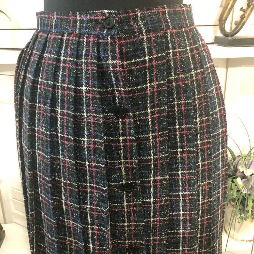 Vintage Vintage 60s 70s preppy wool plaid blue pink skirt sz 4 Size 27" / US 4 / IT 40 - 3 Thumbnail