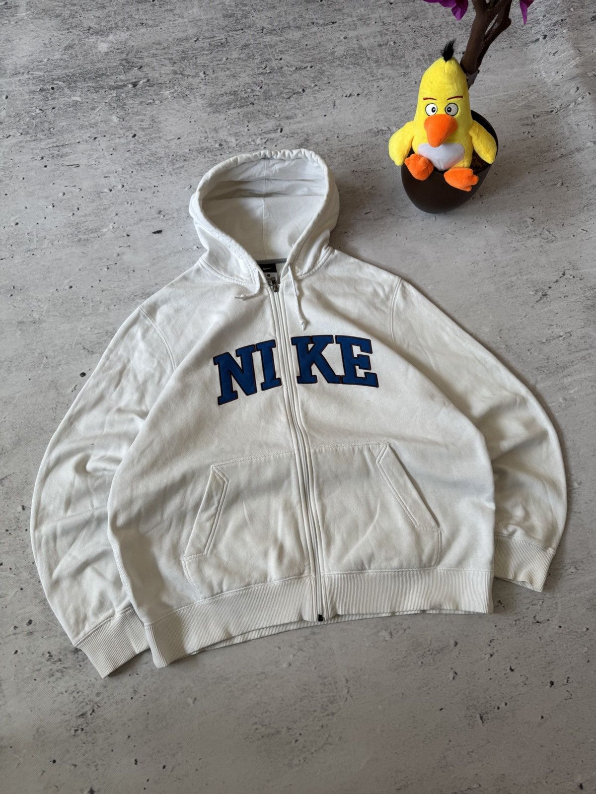 Nike × Vintage NIKE VINTAGE 00s y2k OVERSIZE BAGGY ZIP HOODIE CENTER LOGO Size US XL / EU 56 / 4 - 1 Thumbnail