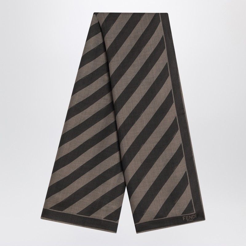 Fendi Fendi Tobacco/Brown Silk Striped Scarf Size ONE SIZE - 1 Thumbnail