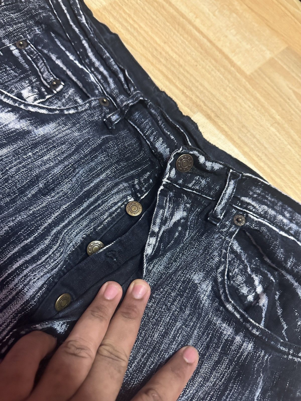 Japanese Brand Rare🔥🔥Striped Stretchable Denim Size US 31 - 7 Thumbnail