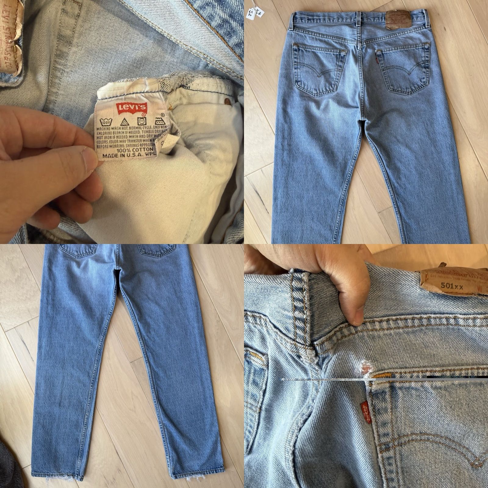 Levi's VINTAGE Levi's 501 Jeans 32 Blue Straight Leg 90s Denim Workwear Non Selvedge Mens Jeans Regu lar 32x30 Size US 32 / EU 48 - 8 Thumbnail