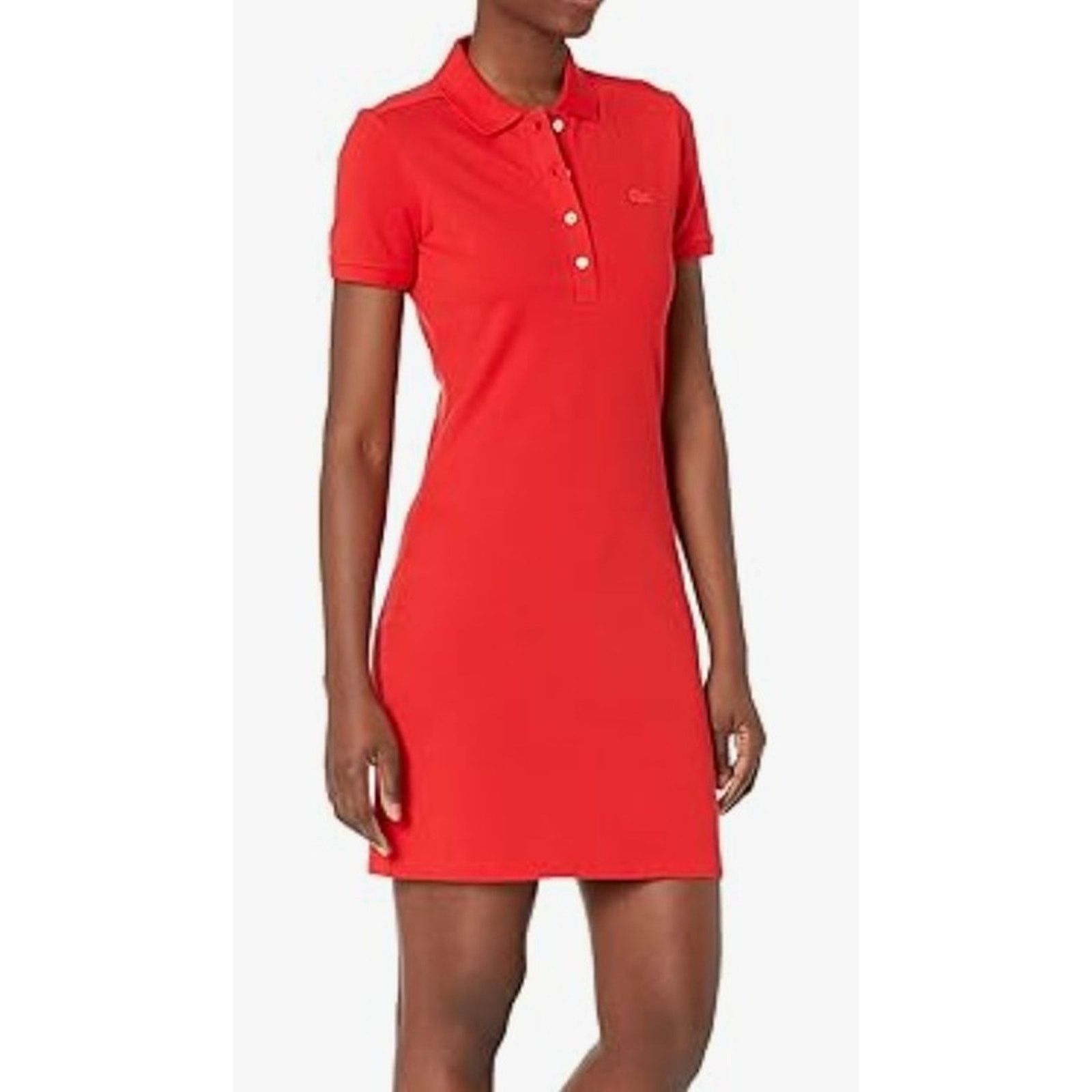 Lacoste Lacoste Women's Short Sleeve Slim Fit Stretch Dress Red 4 Size S / US 4 / IT 40 - 1 Thumbnail