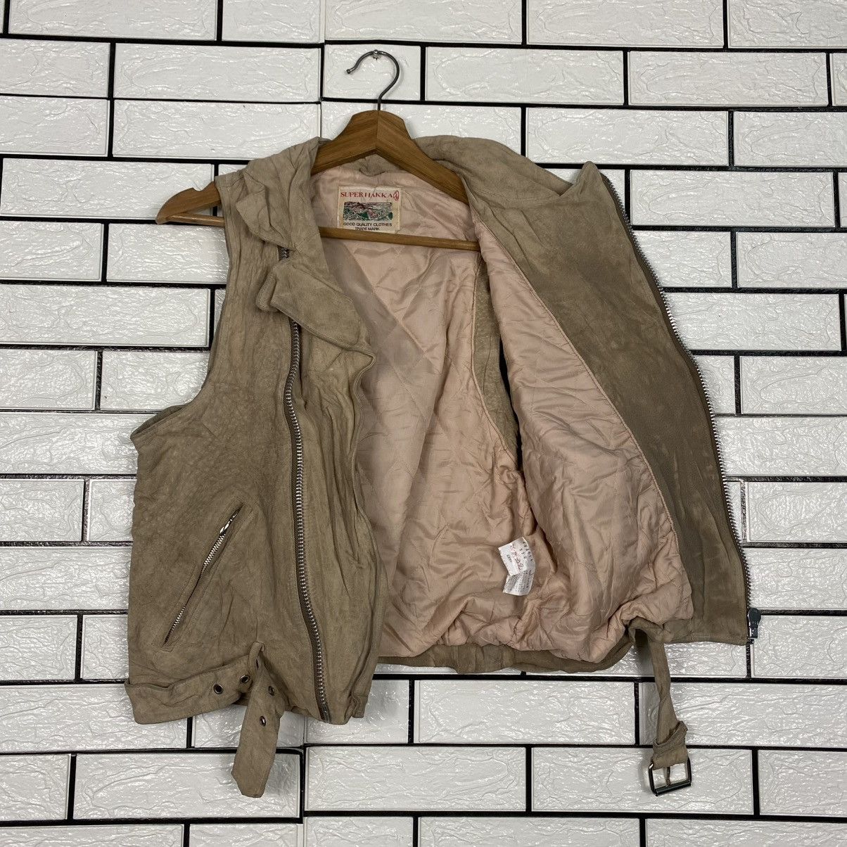 Japanese Brand 🔥VEST BIKER LEATHER JACKET DOUBLE COLLAR SUPER HAKKA JAPAN Size US S / EU 44-46 / 1 - 12 Thumbnail