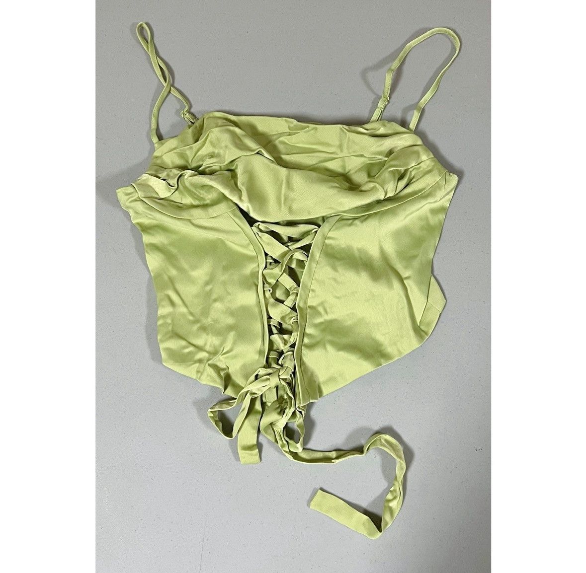 Urban Outfitters Urban Outfitters Green Satin Tie-Up Corset Top Shirt Size M✨ Size M / US 6-8 / IT 42-44 - 2 Thumbnail