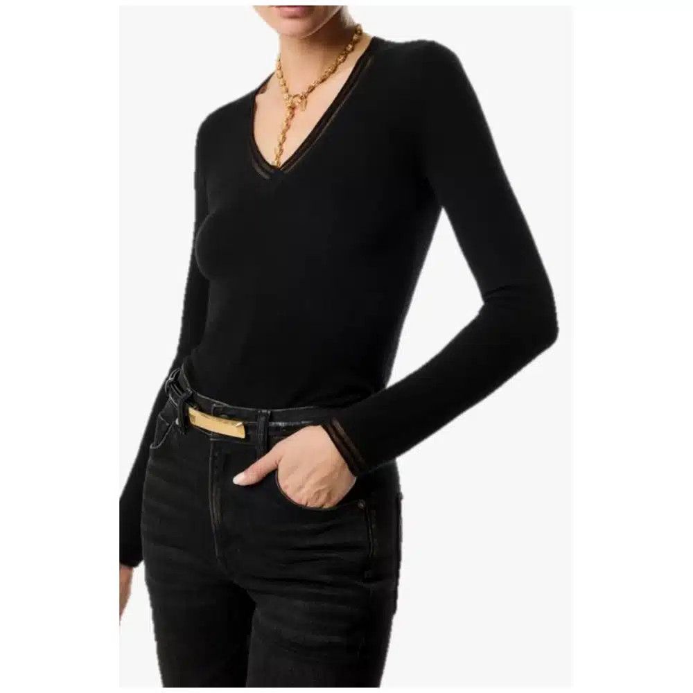 Tom Ford o1loc1c0425 AK1276 Cashmere Silk Knit V-neck Sweater Black Size S / US 4 / IT 40 - 2 Thumbnail