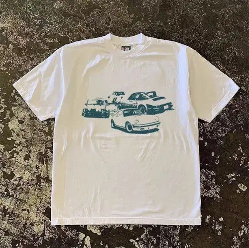 VIBE White street washed retro car pattern cotton t-shirt Size US L / EU 52-54 / 3 - 1 Thumbnail