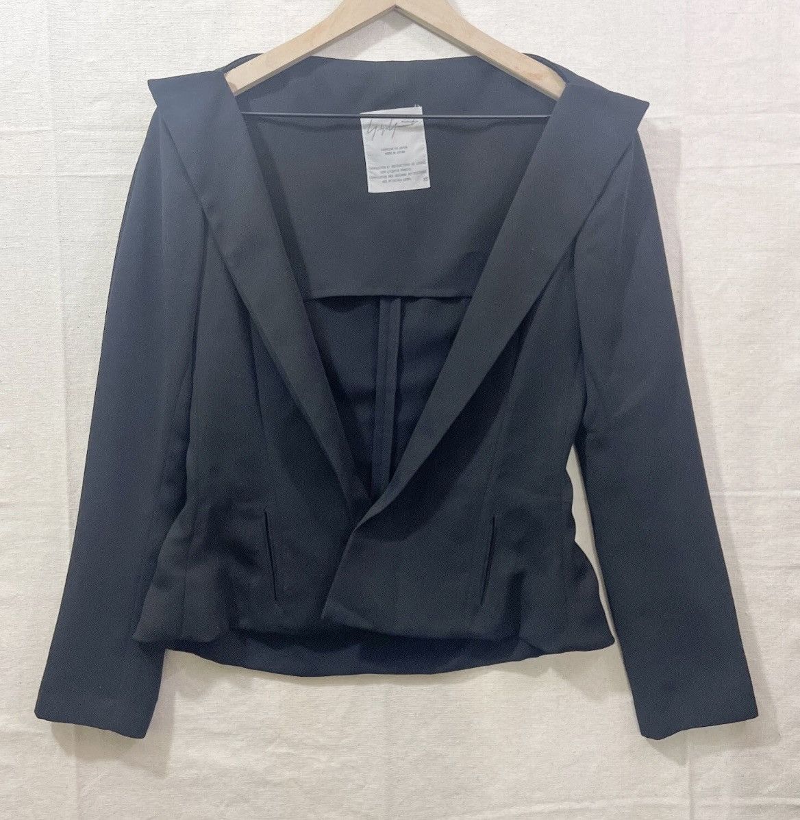 Yohji Yamamoto 90s Wide Spread Neckline Black Blazer Jacket Size XS / US 0-2 / IT 36-38 - 1 Thumbnail