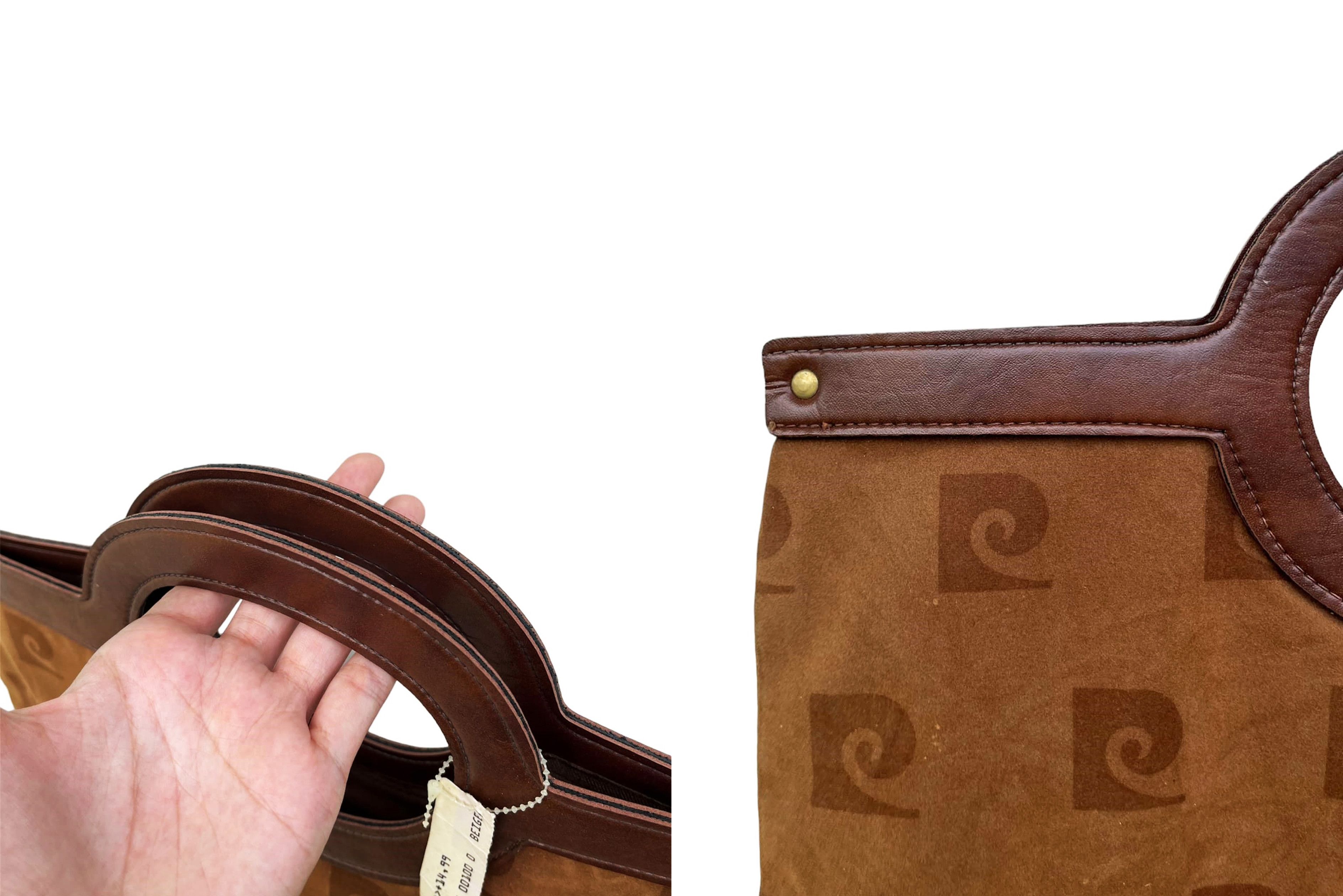 Pierre Cardin Brown Velvet handbag, signature logo printed