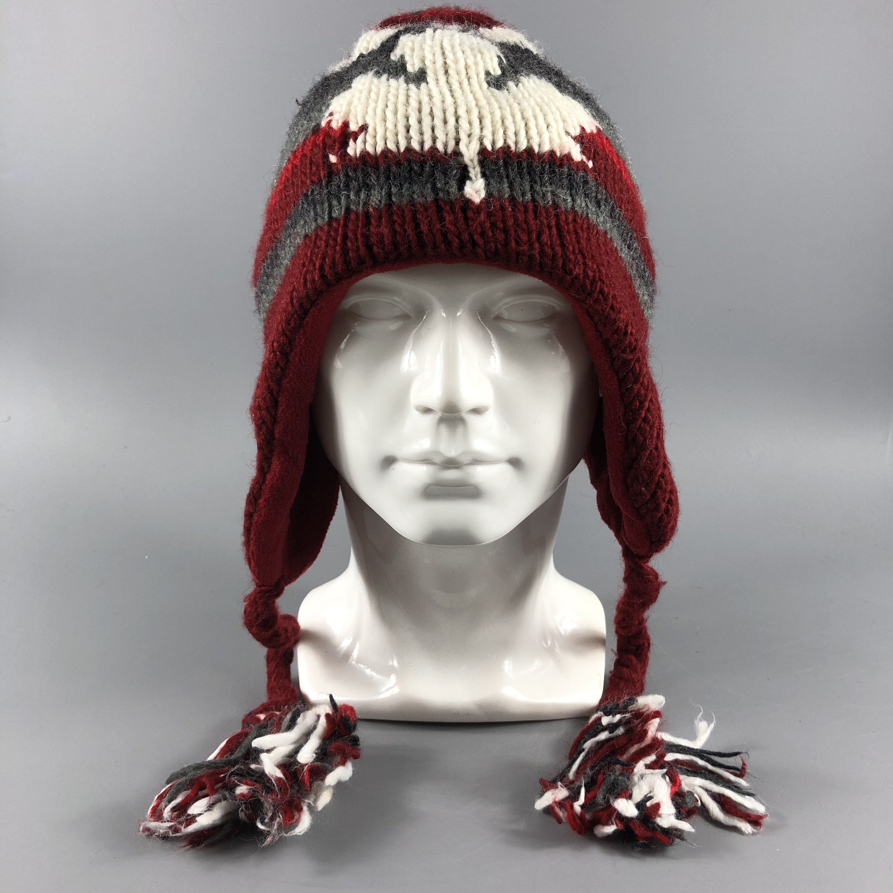 image of Vintage Delux Hats Earflap Beanie Stripe Snow Hat Snow Cap B236, Men's