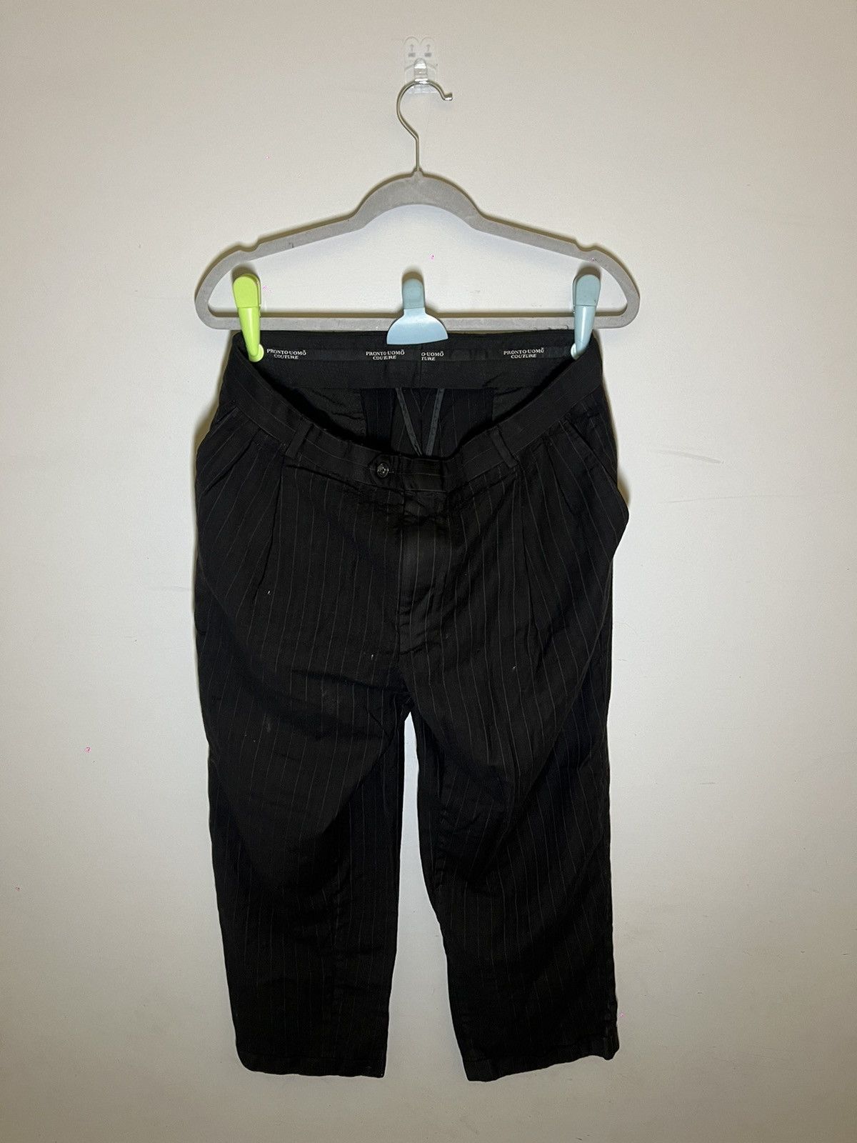 Pronto Uomo Black Pinstripe Pants Size 25" / US 0 / IT 36 - 1 Thumbnail