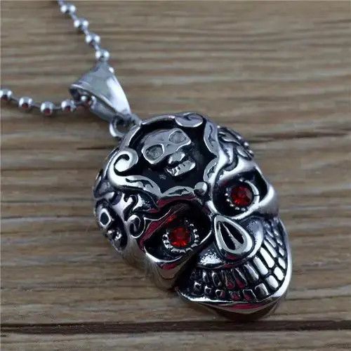 Jewelry Rock Punk Skull Necklace Size ONE SIZE - 2 Thumbnail