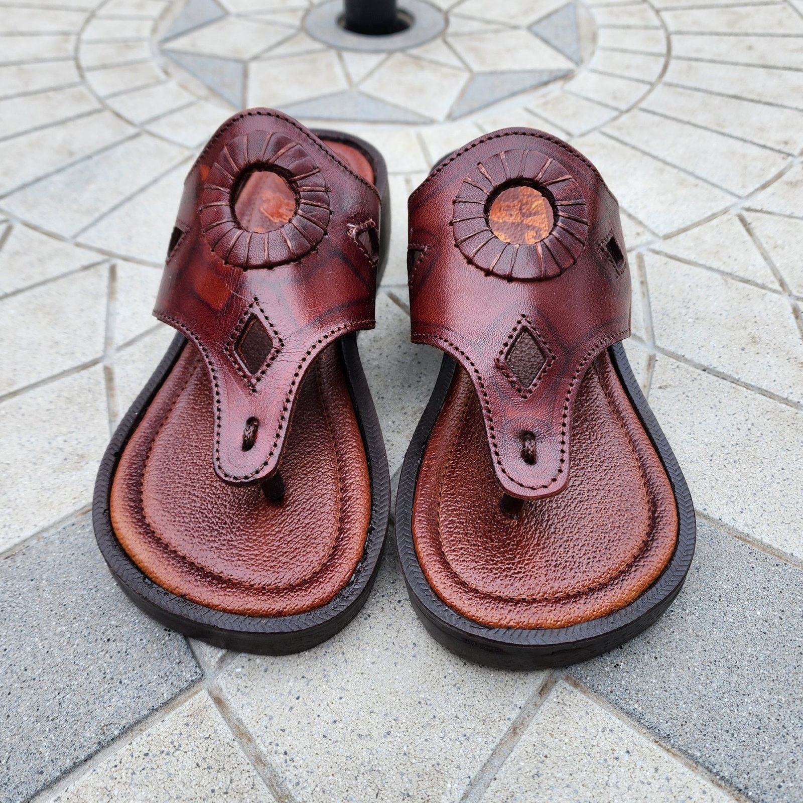 Camel Cleopatra Leather Thong Platform Ancient Egyptian Sandals Size US 6.5 / IT 36.5 - 3 Thumbnail