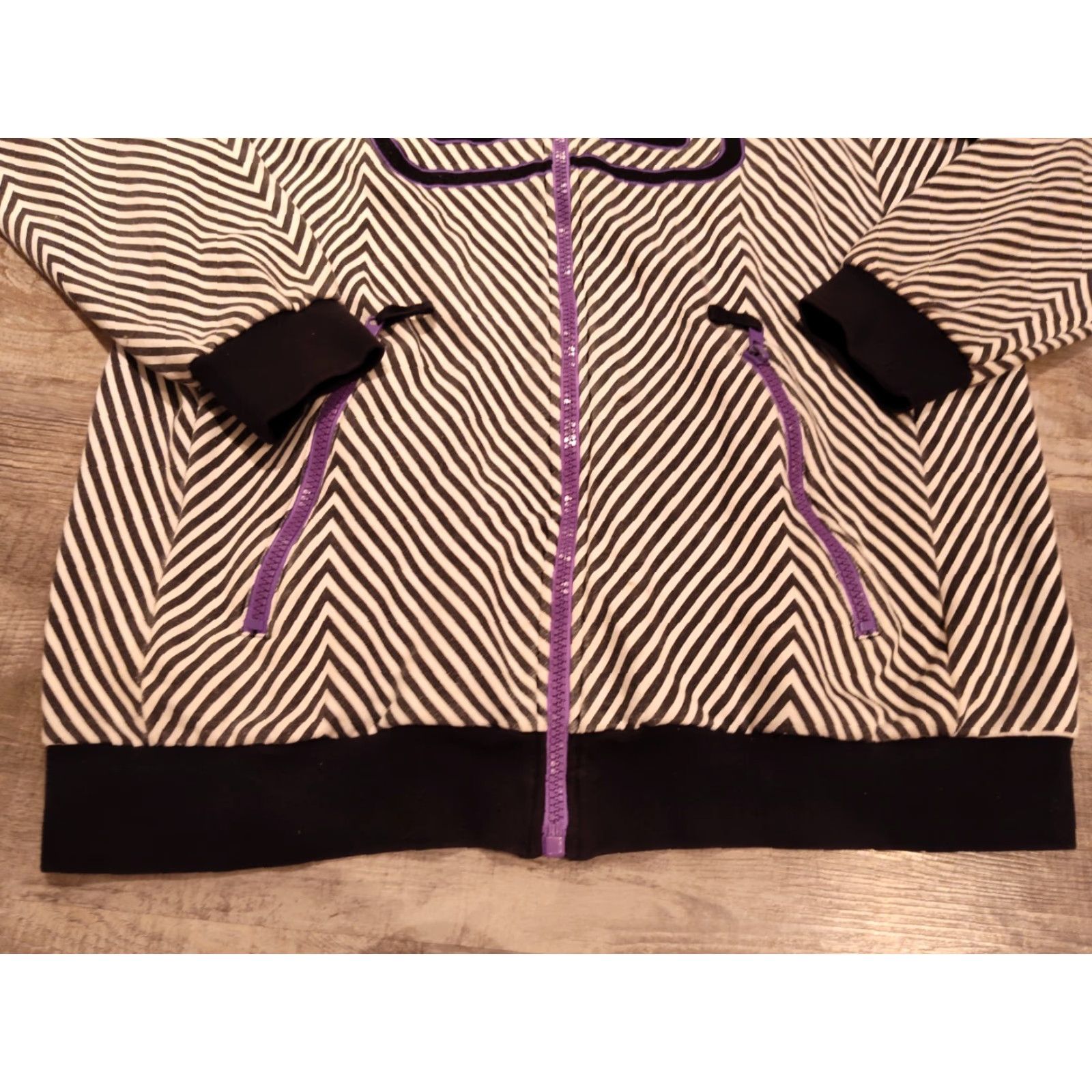 Vintage VINTAGE Scott Women's Full Zip Hoodie Striped Purple Black Snowboarding Activewear XXL Size XXL / US 16-18 / IT 52-54 - 2 Thumbnail