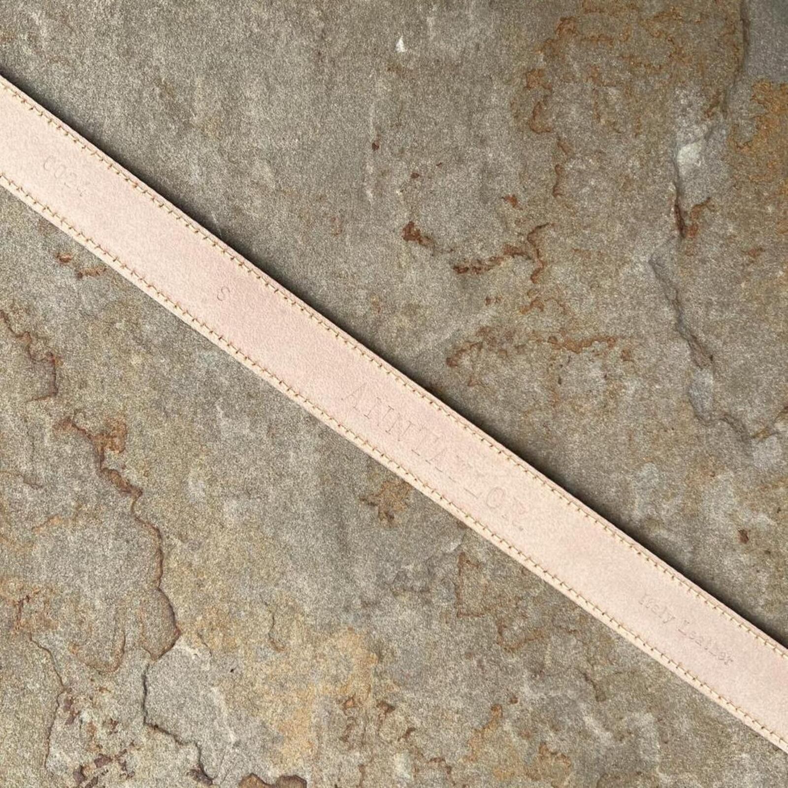 Ann Taylor Vintage 90s Italian Leather Tan/Pale Purple Stitch+Edge Belt Size ONE SIZE - 5 Thumbnail