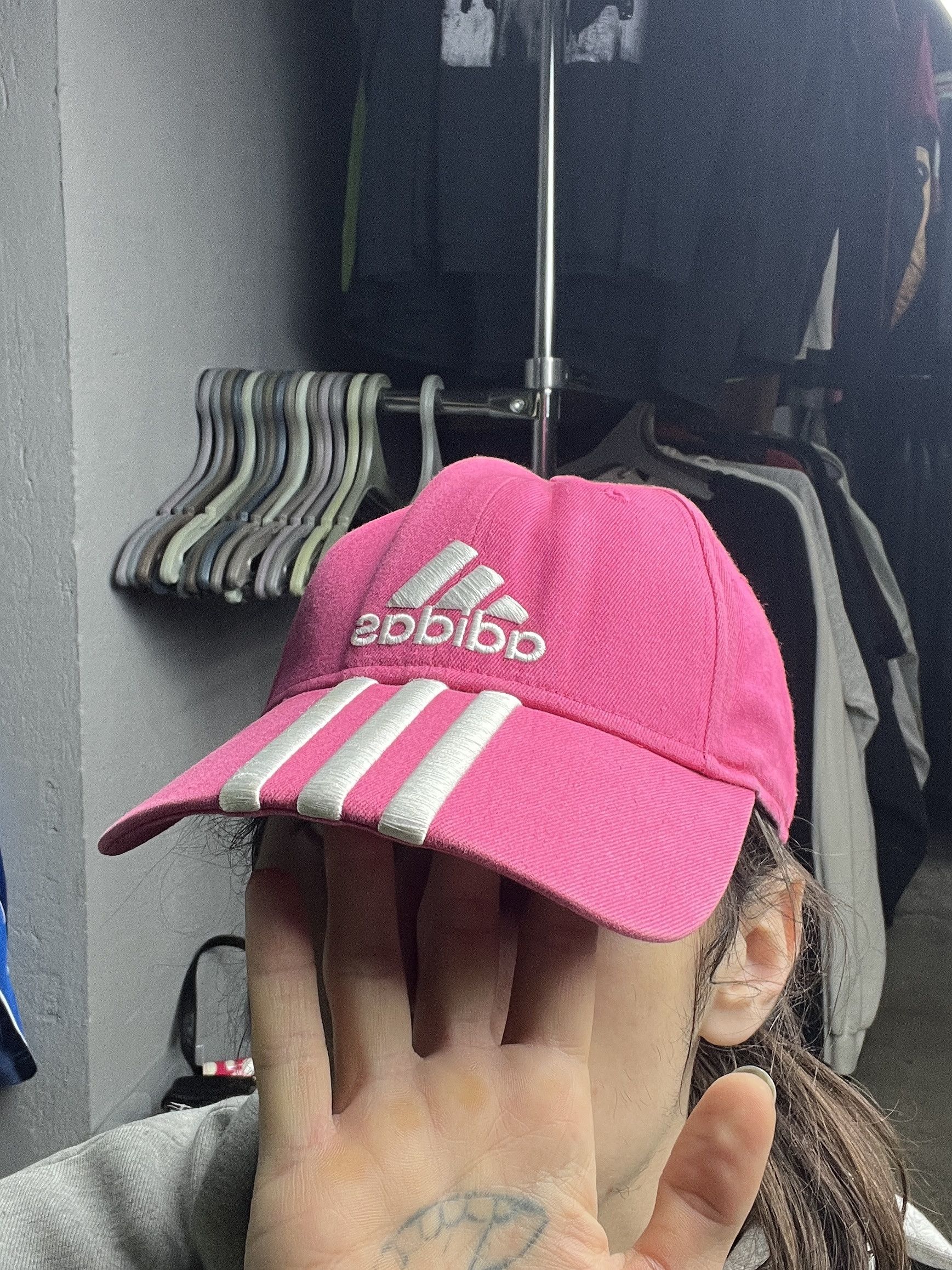 Vintage 2000s ADIDAS PINK 3-STRIPES LOGO CAP - № 4503 Size ONE SIZE - 8 Thumbnail