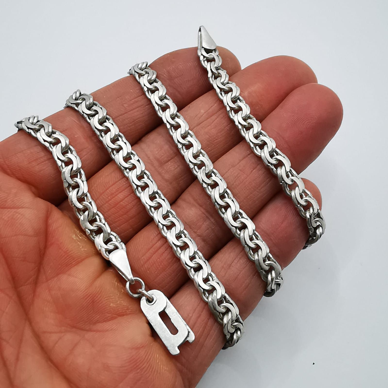 Sterling Silver Vintage Unusual Chain, 925 Sterling Silver, Signed 35.63g Size ONE SIZE - 8 Thumbnail