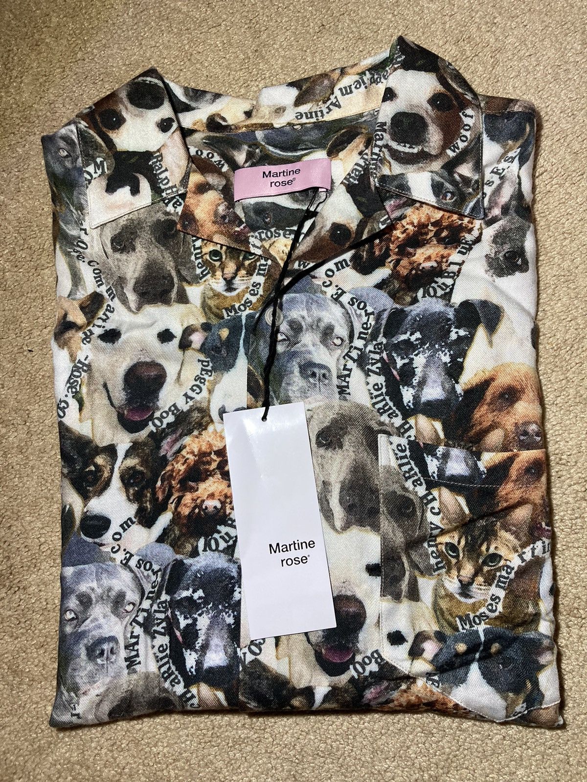 image of New Ss23 Martine Rose Cats Dogs Print Hawaiian Shirt 2023, Men's (Size Small)