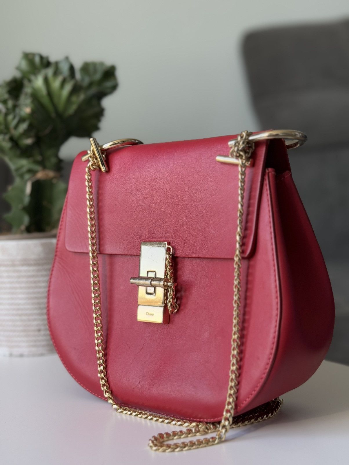 Chloe Chloe Leather Drew Bag Red Size ONE SIZE - 1 Thumbnail