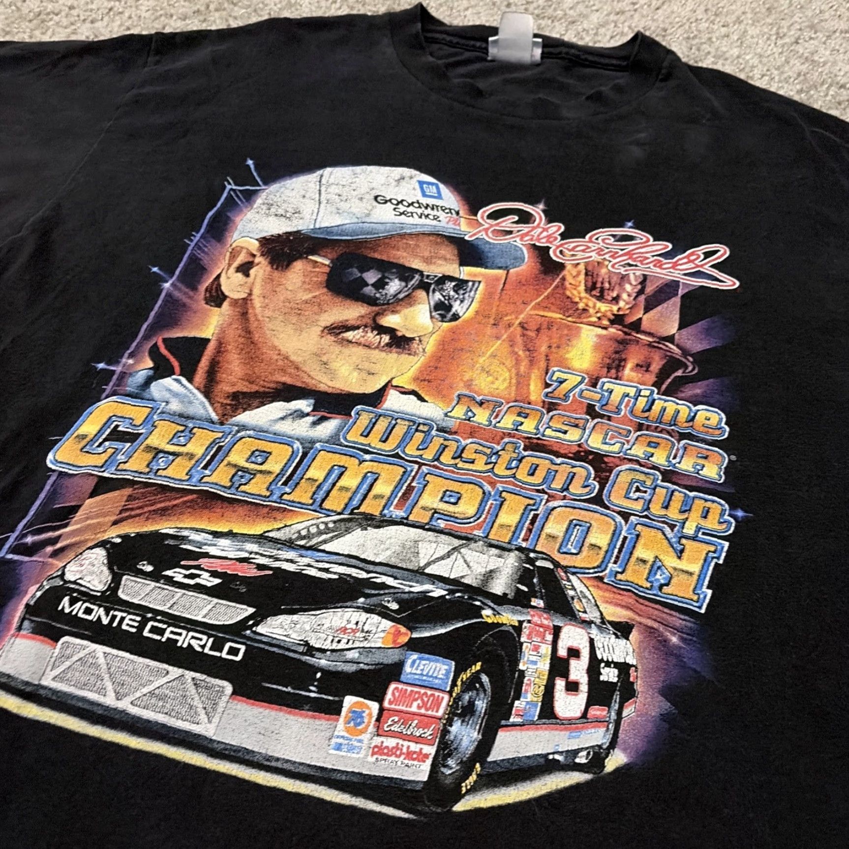 NASCAR VINTAGE Dale Earnhardt NASCAR Racing Big Face Double Sided T-Shirt XL Men Black XL T-Shirt Double-Sided NASCAR shirt Mens Size US XL / EU 56 / 4 - 5 Thumbnail