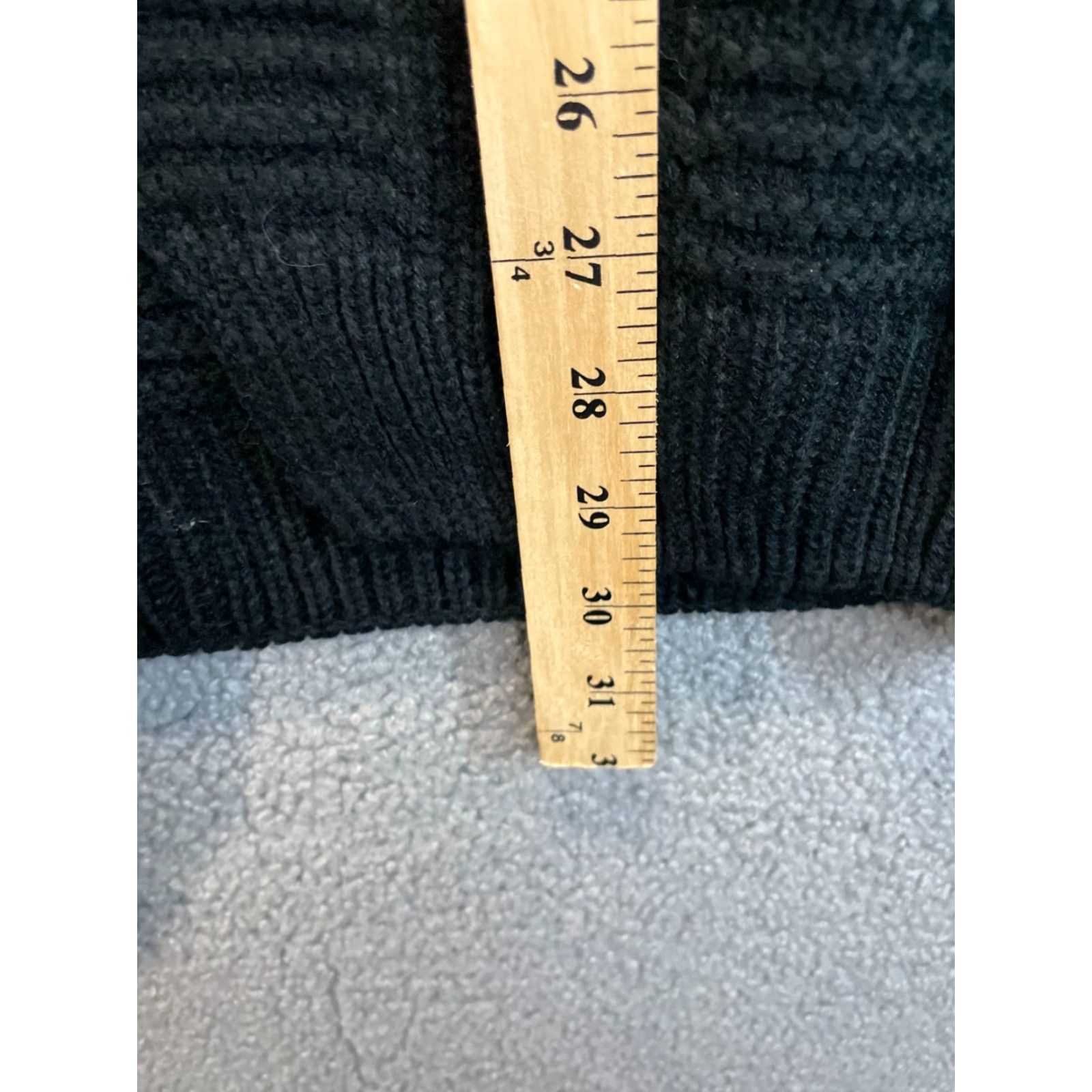 Vintage Women’s Open Front Cardigan 2XL Black Acrylic Knit Balloon Sleeve Casual Open Front Heavyweight Sweater Classic Size XXL / US 16-18 / IT 52-54 - 3 Thumbnail