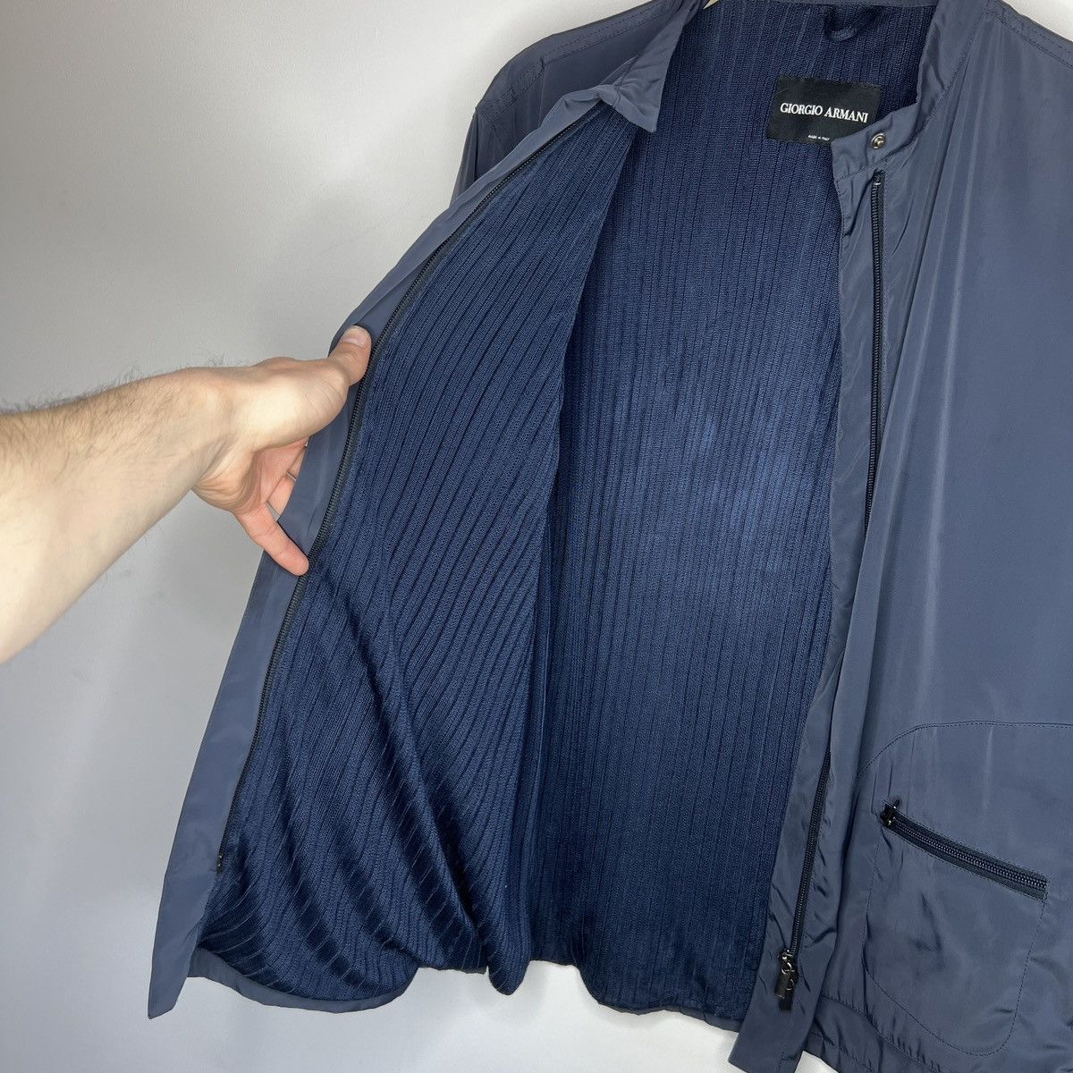 Armani Vintage Giorgio Armani Navy nylon full zip jacket Size US M / EU 48-50 / 2 - 8 Thumbnail
