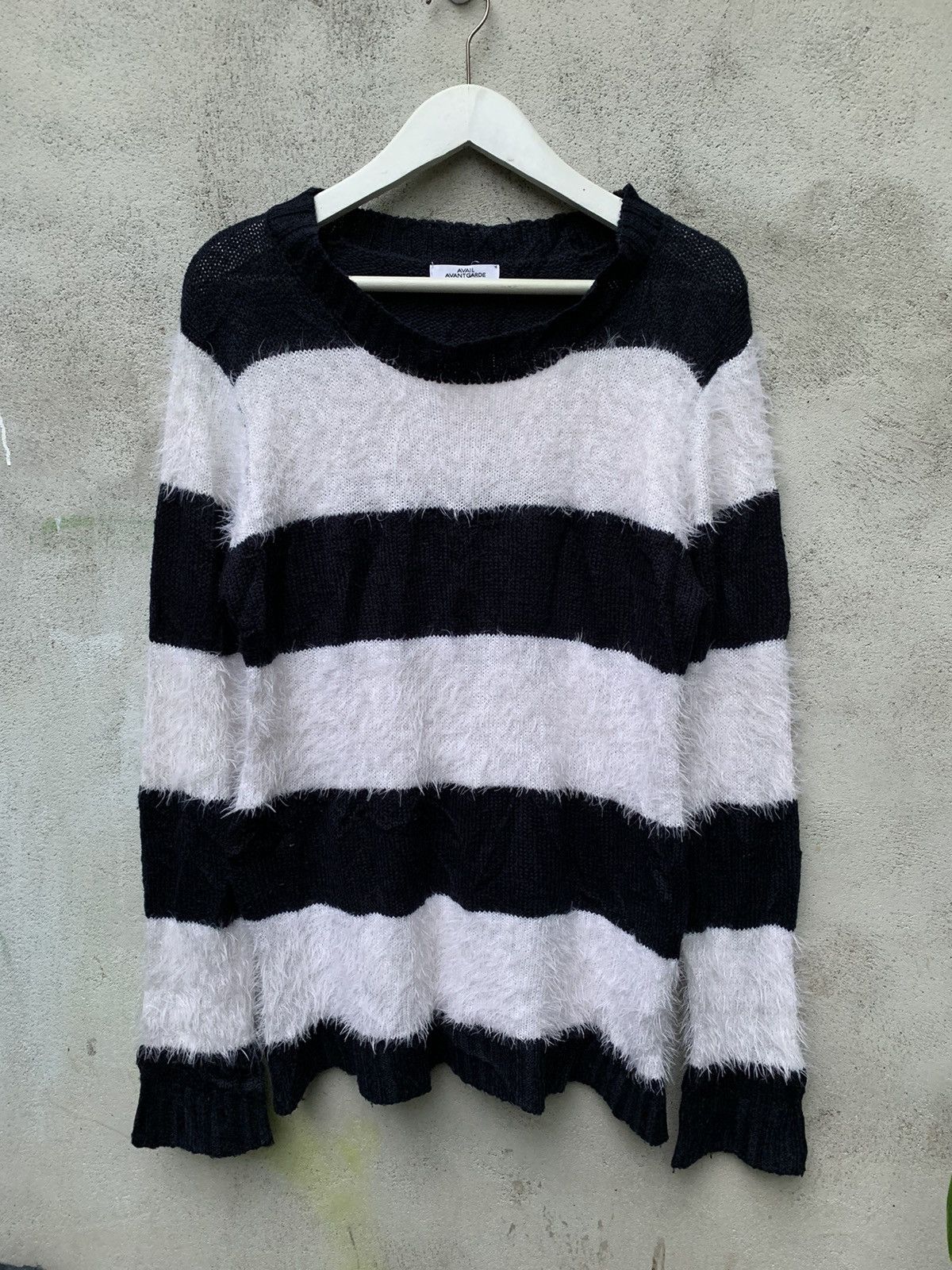 Hysteric Glamour × Japanese Brand 🔥BINDINGOFFER🔥 Japanese Avail Avant Garde Mohair Stripe Knit Size US XL / EU 56 / 4 - 1 Thumbnail