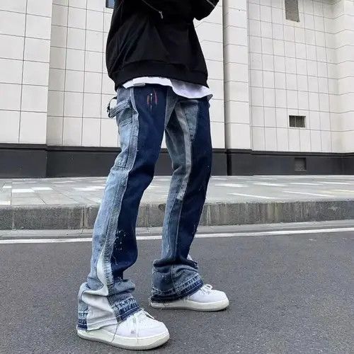 Japanese Brand × Jean Paint Splatter Stacked Denim Jeans y2k retro Size US 32 / EU 48 - 1 Thumbnail
