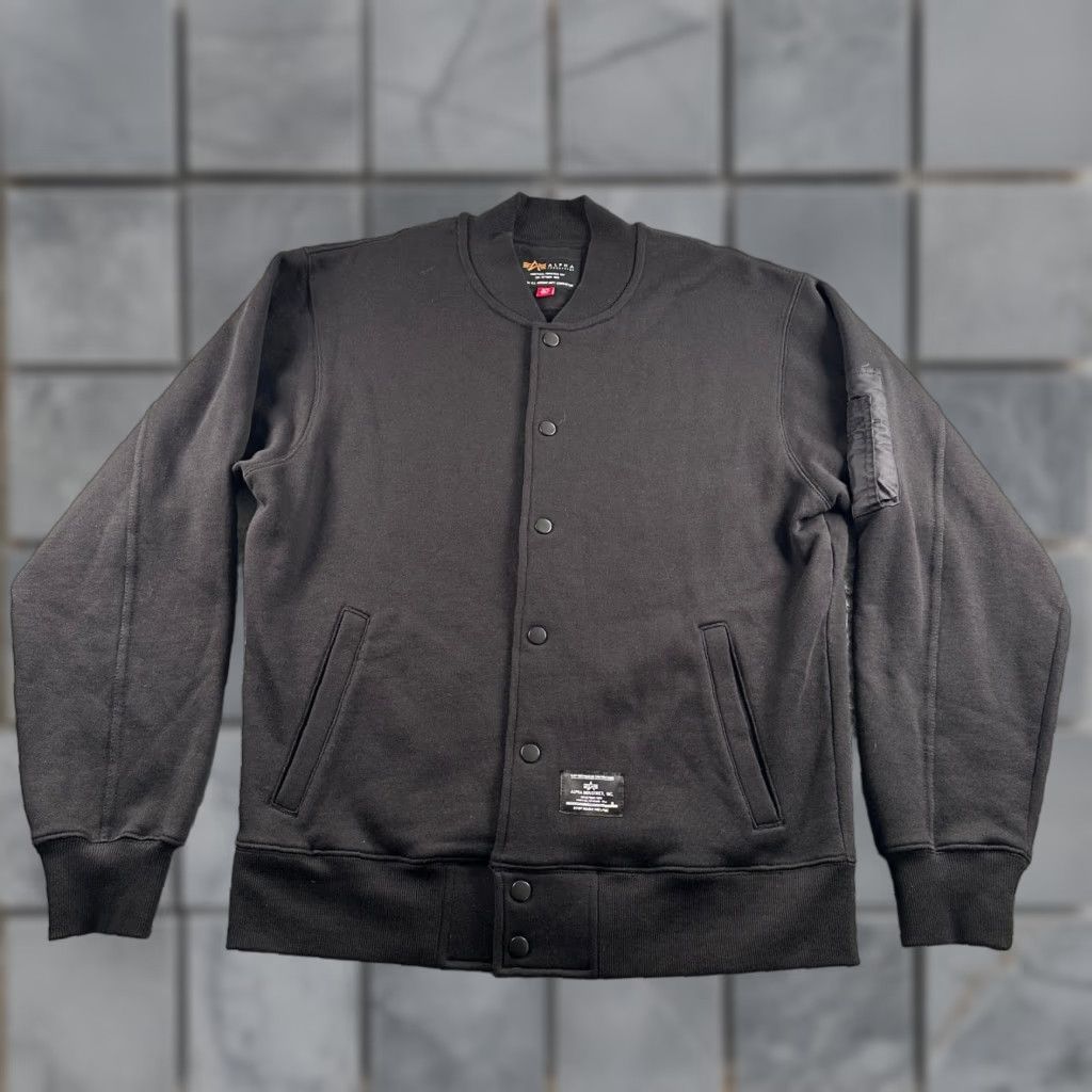 Alpha Industries Alpha Industries MA-1 Fleece Jacket Mens M Black Snap Front Utility Jacket Size US M / EU 48-50 / 2 - 1 Thumbnail