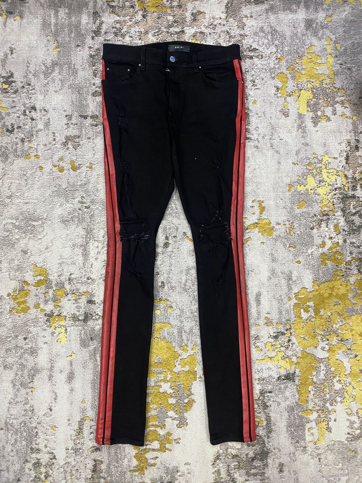 Amiri Amiri Black And Red Strip Pants Size US 32 / EU 48 - 1 Thumbnail