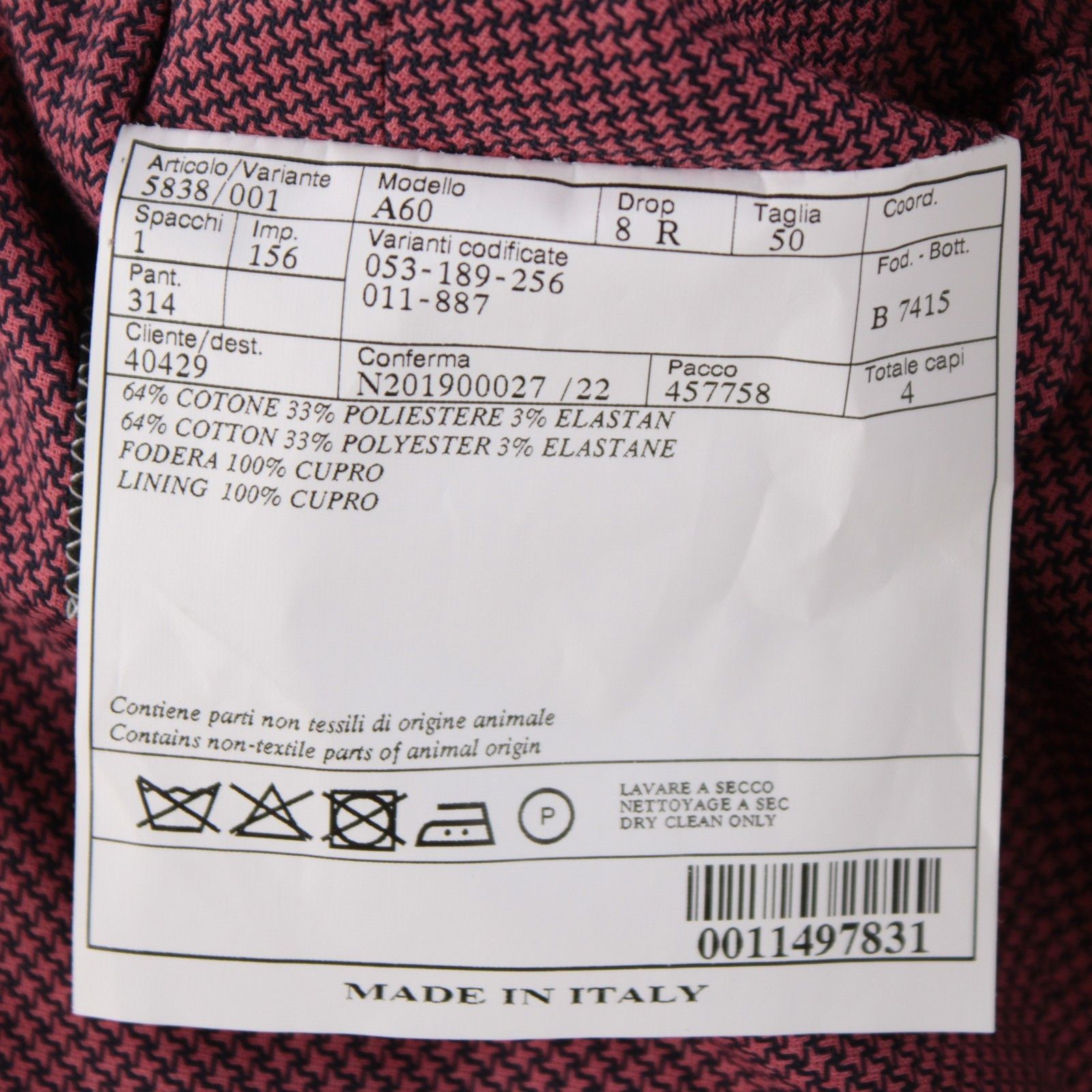 Belvest Belvest Suit Size US 40 Regular in Red Size 40R - 9 Thumbnail