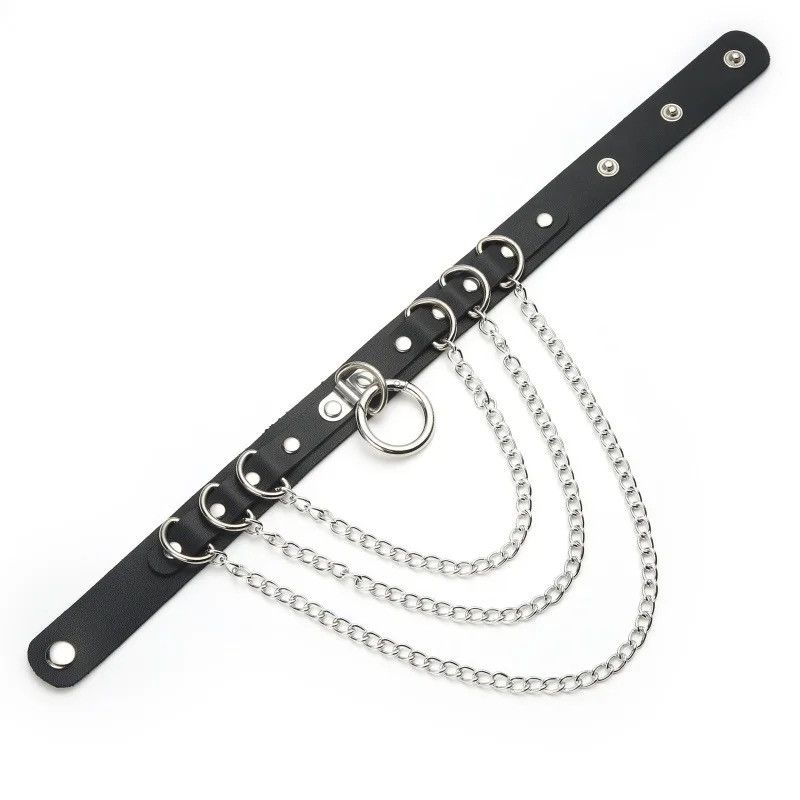 Jewelry Spike Black Leather Choker Necklace Jewelry Size ONE SIZE - 2 Thumbnail