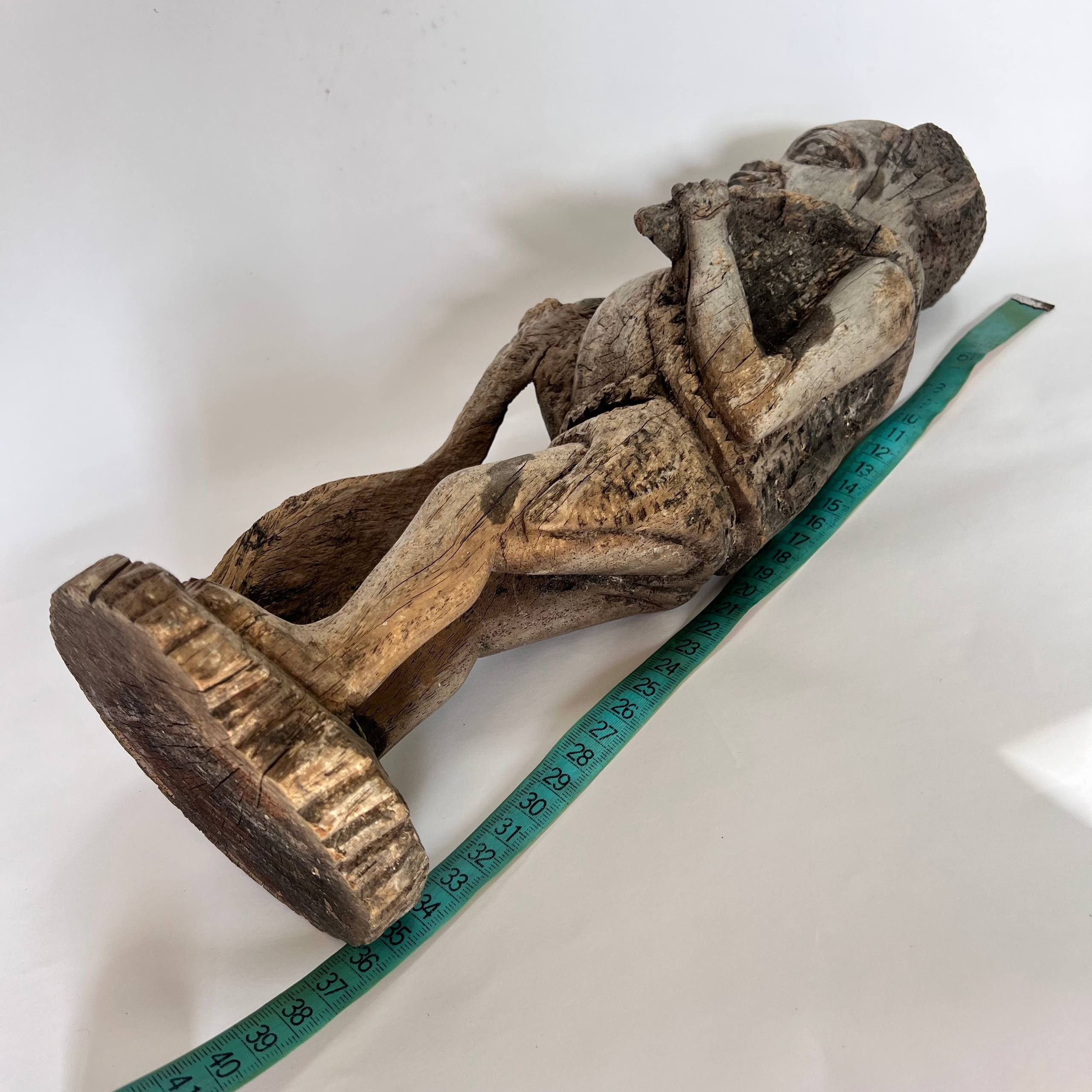 Vintage Vintage Hand-Carved African Tribal Man Wood Statue Figure Size ONE SIZE - 4 Thumbnail