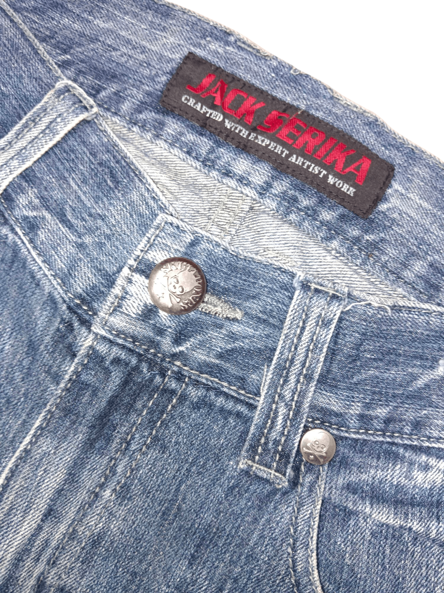 Tornado Mart 💥Jack Serika💥 Union Jack Punk Skull Flare Denim Size US 32 / EU 48 - 18 Thumbnail