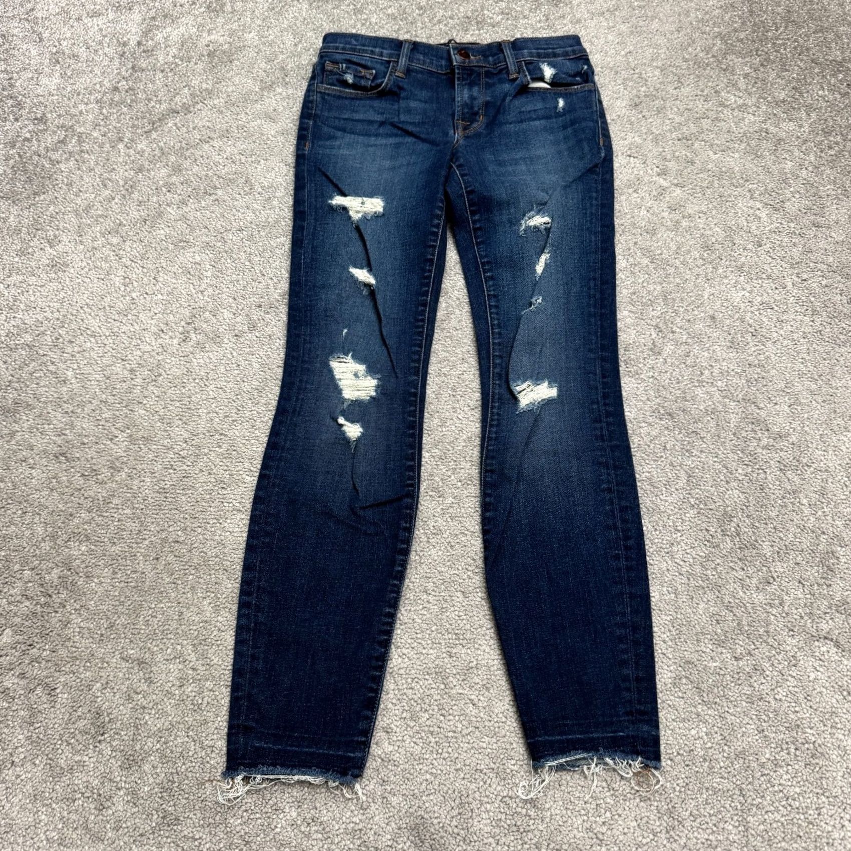 J Brand J Brand Demen Trou Jeans Womens 25 Blue Mid Rise Cropped Distressed Denim Casual Size 42" / US 20 - 2 Thumbnail