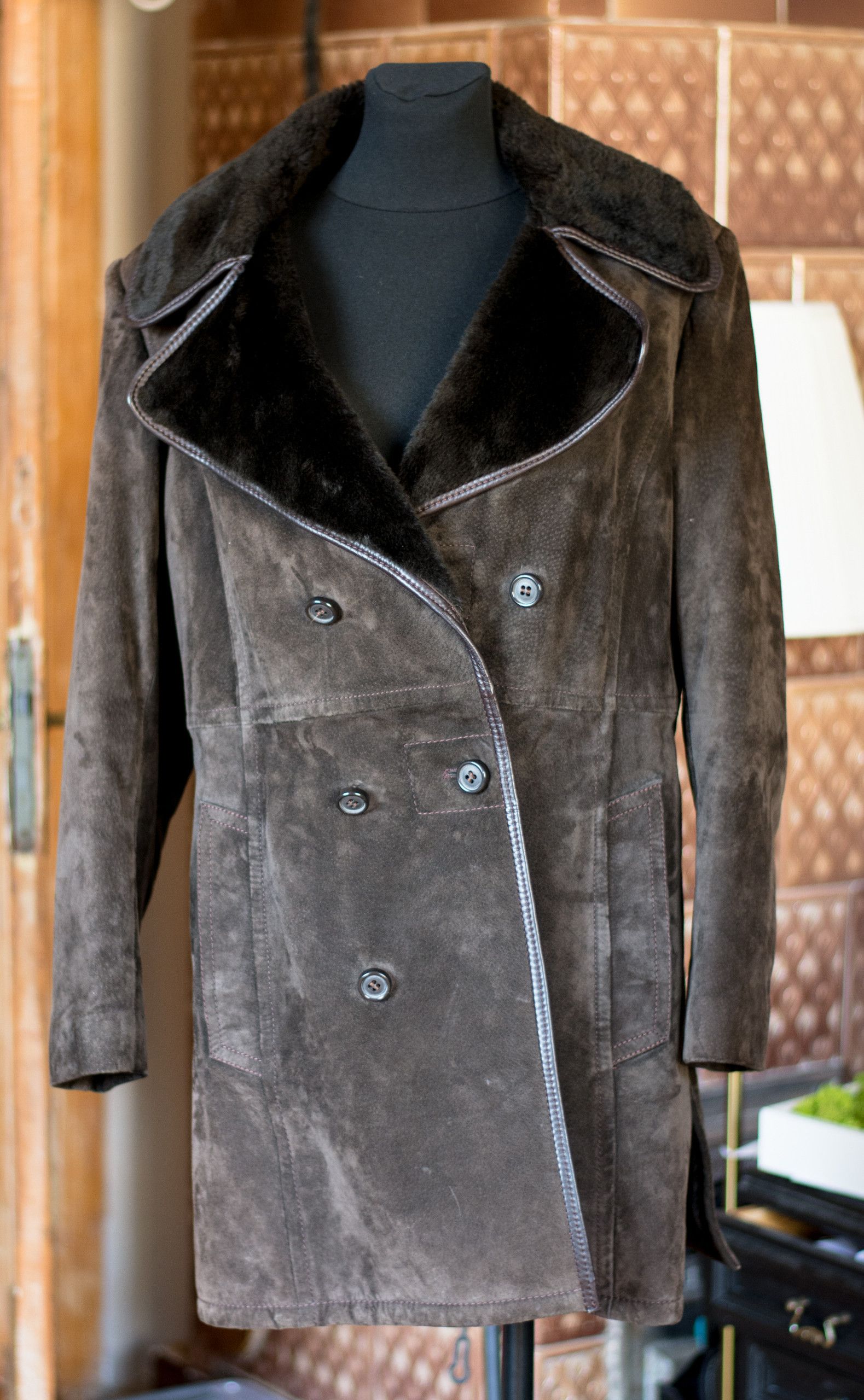 Vintage Long leather coat I Chocolate Brown Duffel Coat Size M / US 6-8 / IT 42-44 - 3 Thumbnail