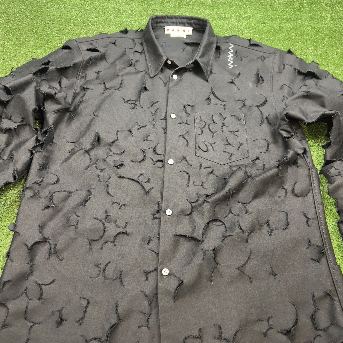 Marni MARNI Black Cut Out Detail Shirt Button Up Size 54 Size US L / EU 52-54 / 3 - 5 Thumbnail