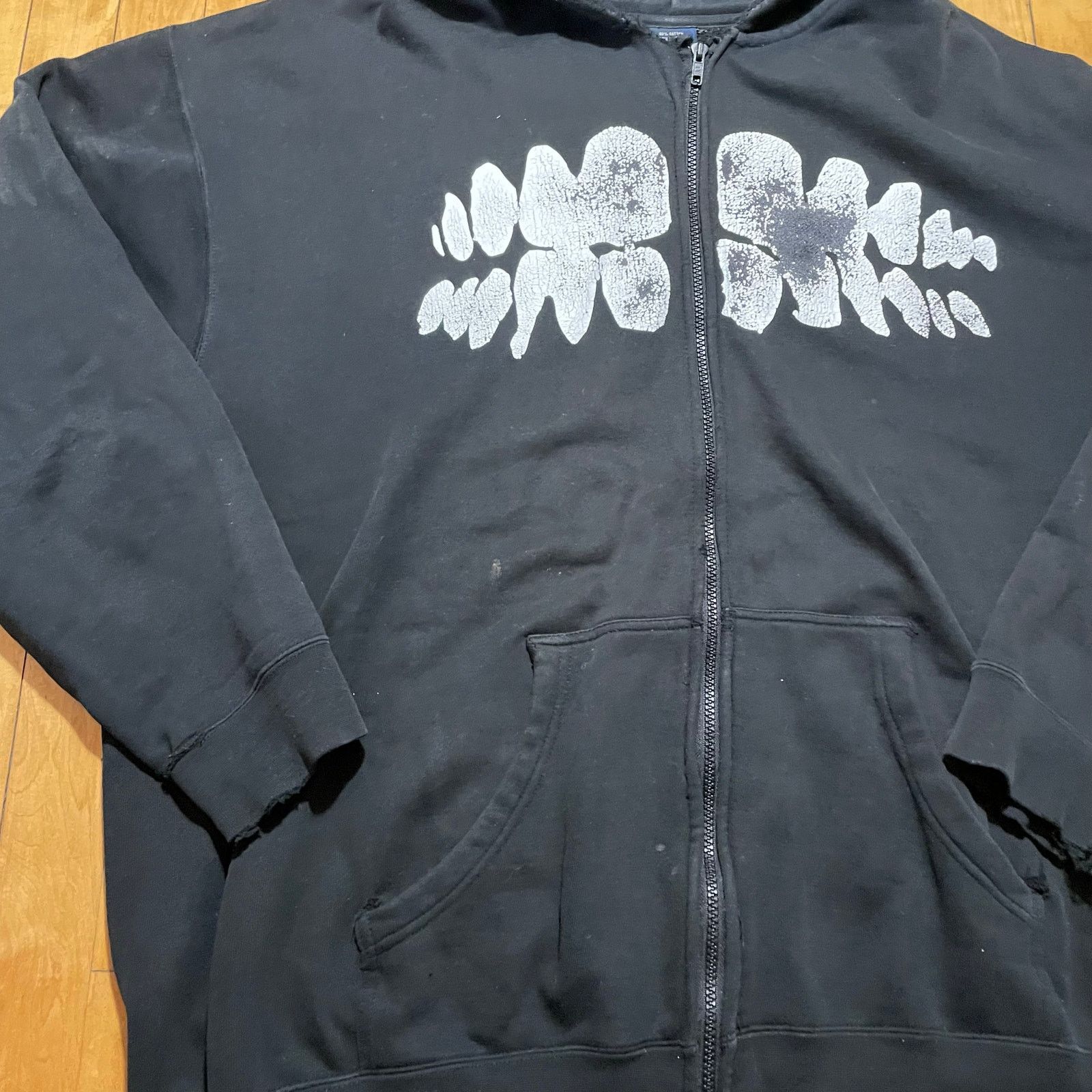 Hook-Ups × Vintage 90s Distressed Teeth Skater Grunge Full Zip Hoodie size 2xl Size US XXL / EU 58 / 5 - 6 Thumbnail