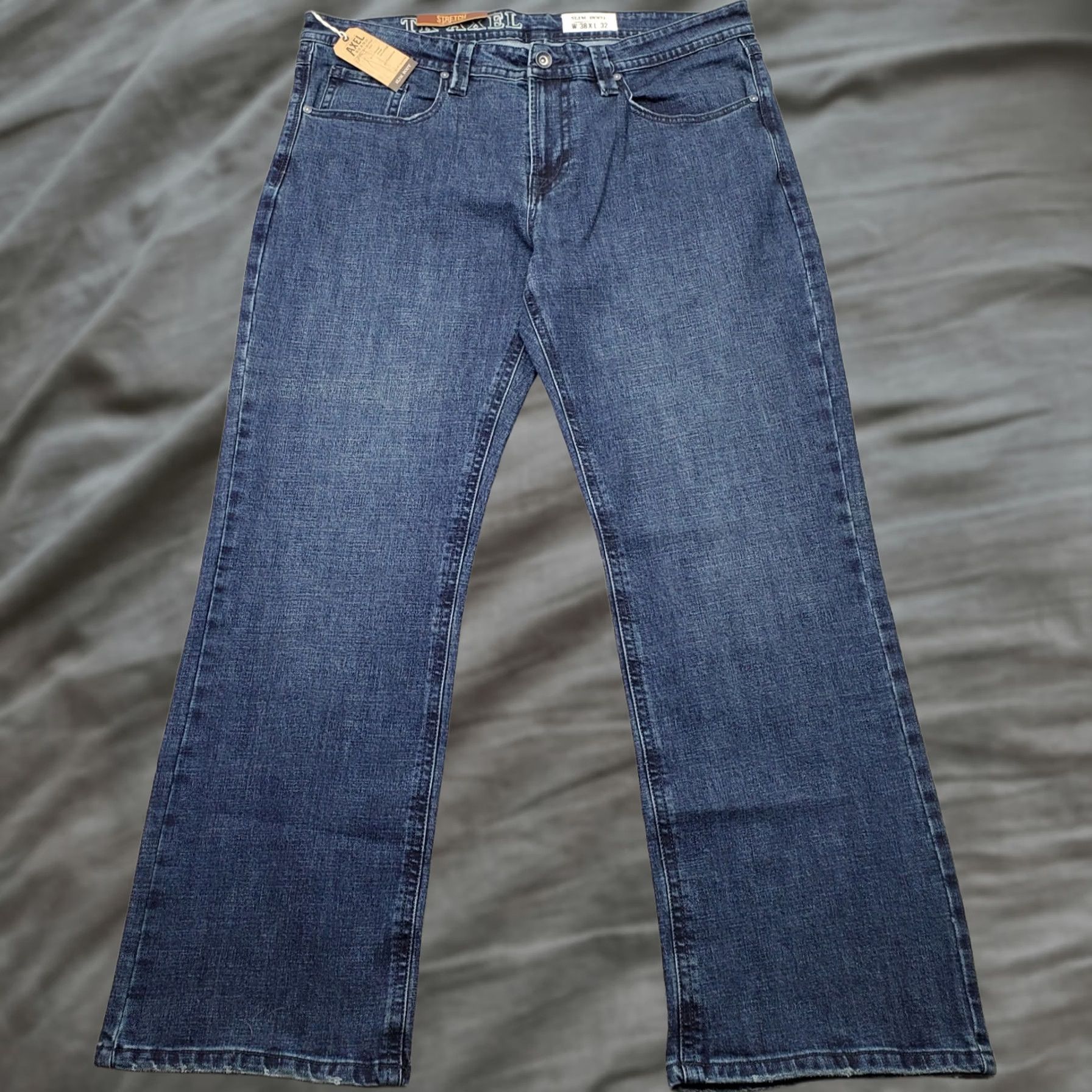Denime Axel Slim Bootcut Jeans Mens 38x32 Blue Denim Stretch Dark Wash Stitch Size US 38 / EU 54 - 1 Thumbnail